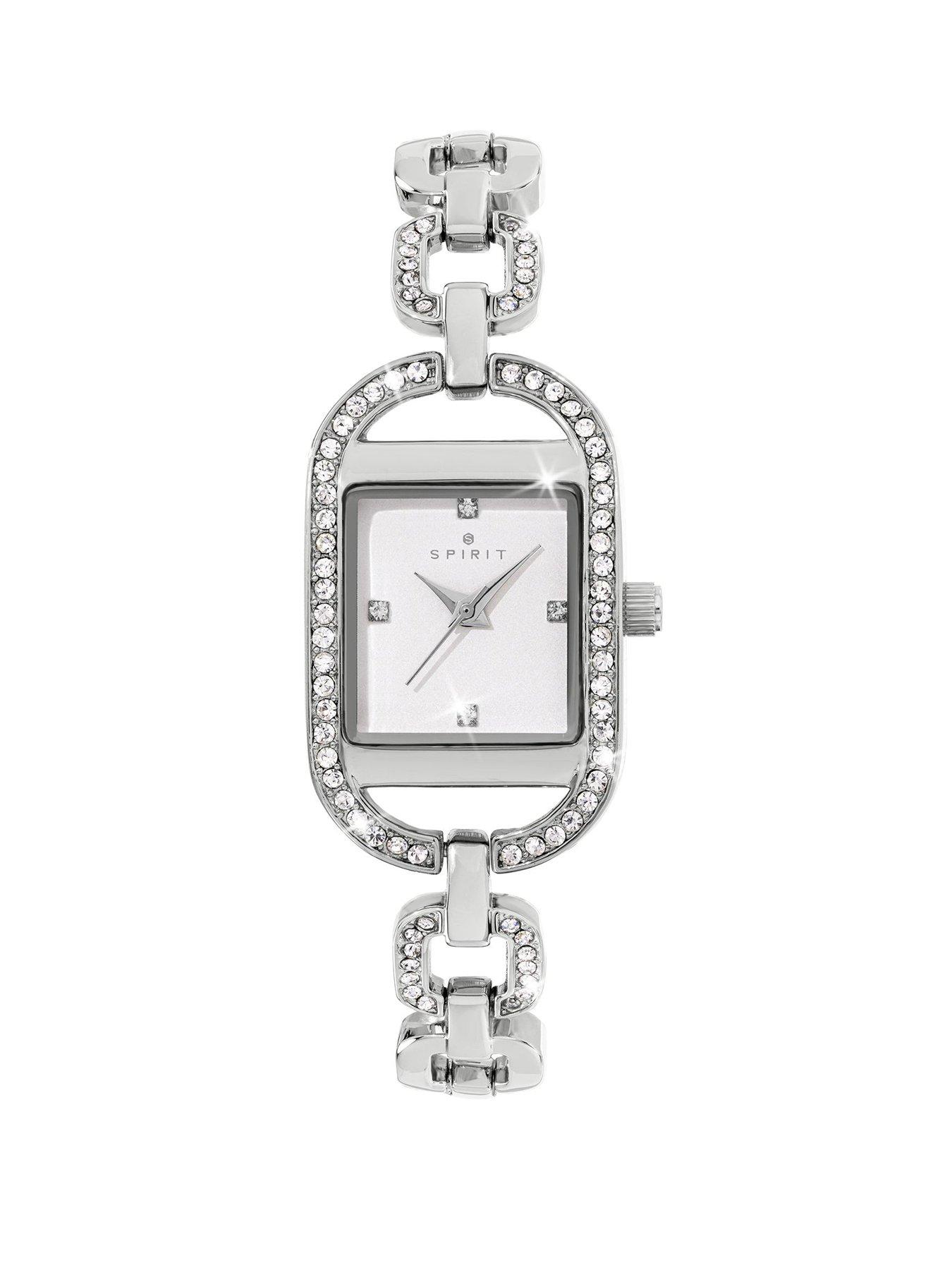 spirit-ladies-square-silver-plated-stone-set-chain-link-bracelet