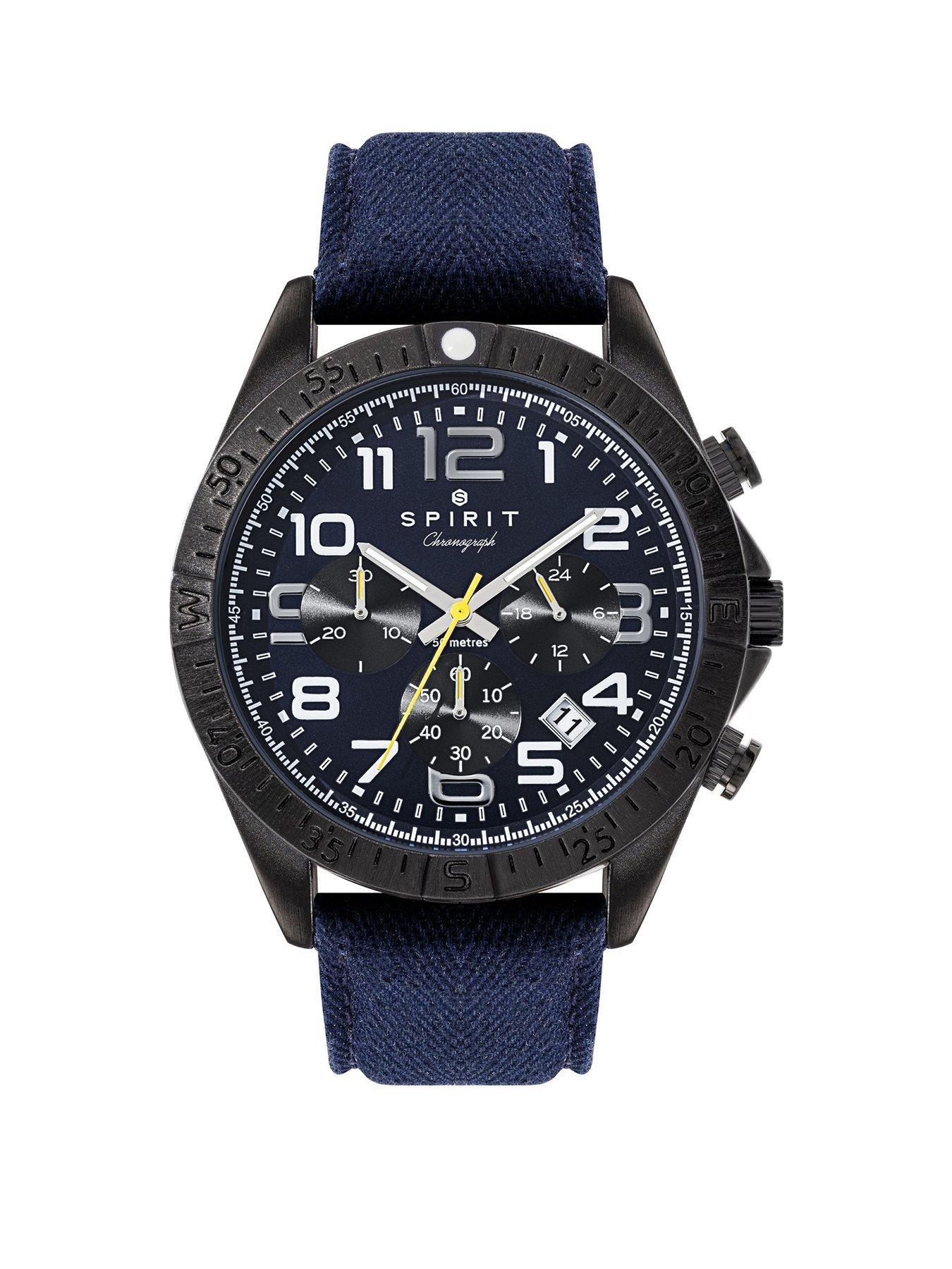 spirit-gents-matte-chronograph-blue-canvas-strap-watch