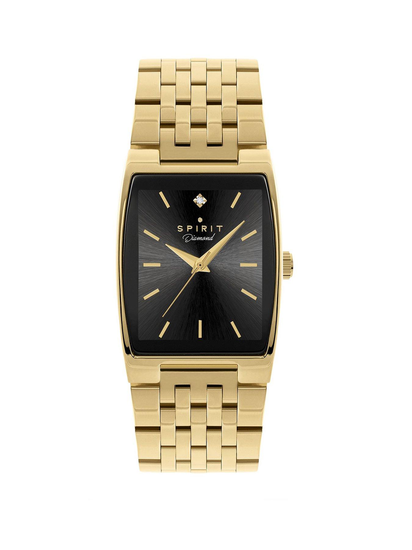 spirit-gents-polished-pale-gold-square-diamond-bracelet-watch