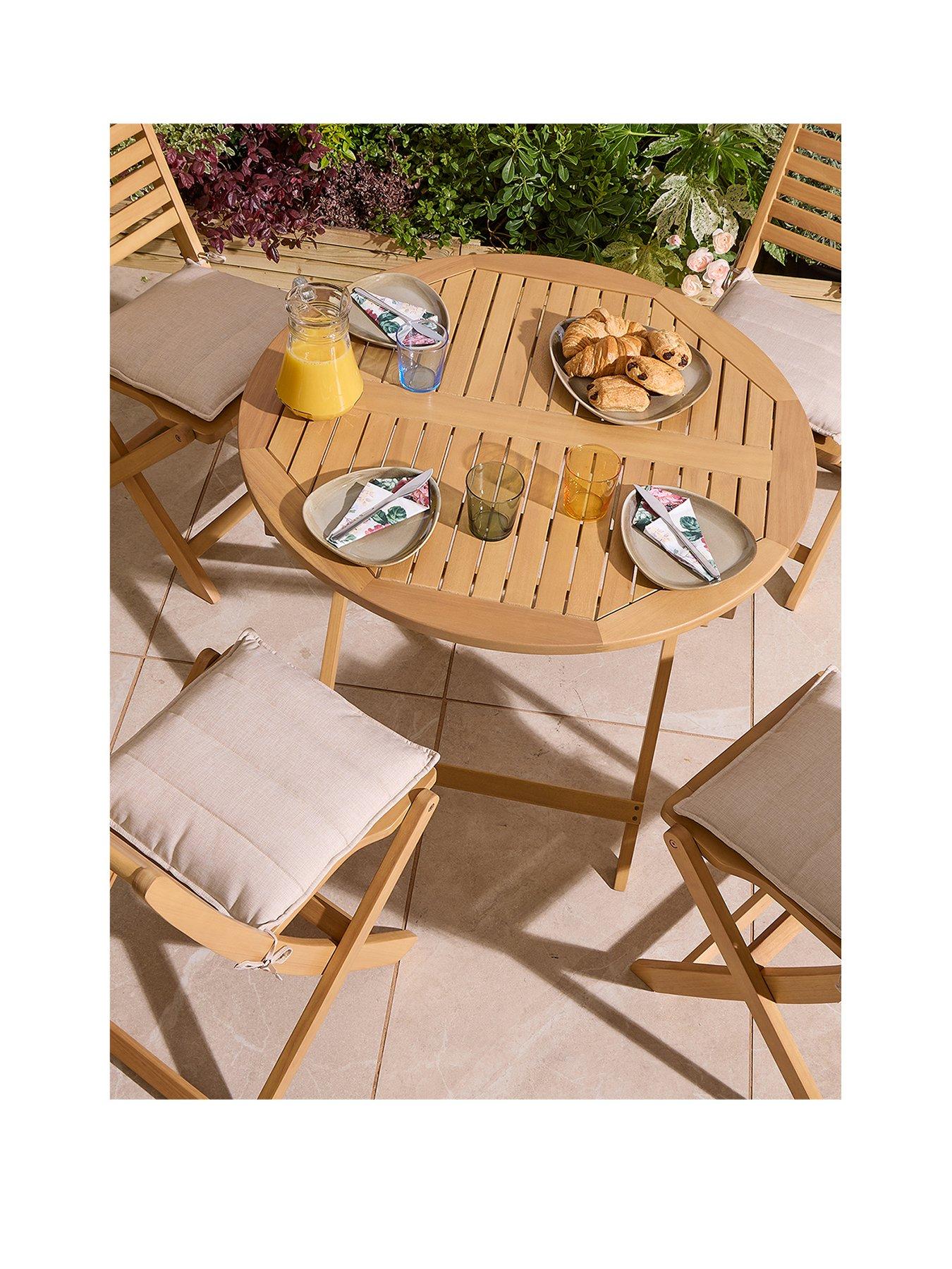 Image 3 of 7 of Rowlinson Ashdown Folding 4 Seat Dining Set With Cushions