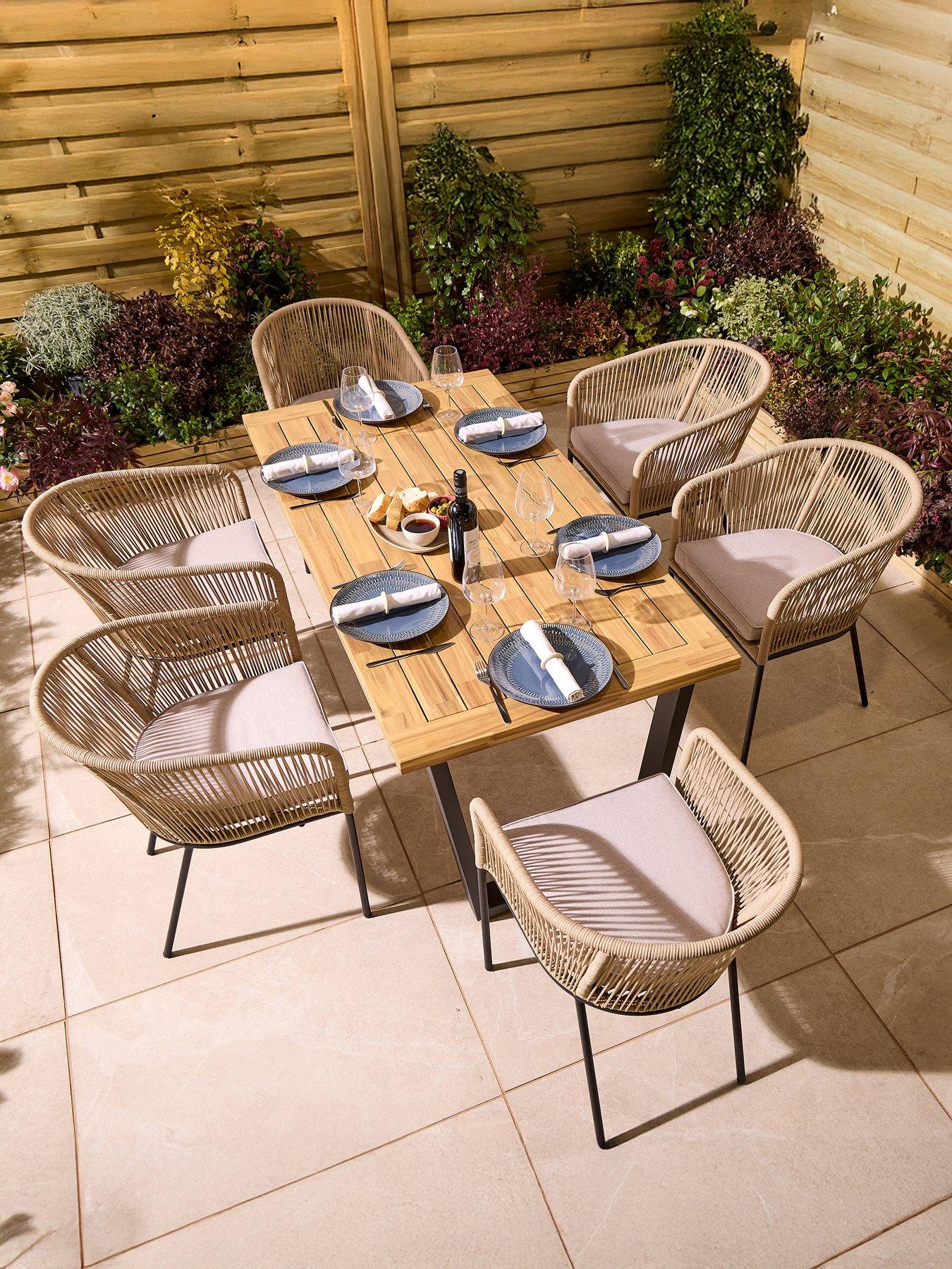  image of rowlinson-oslo-6-seat-dining-set-160cm-table