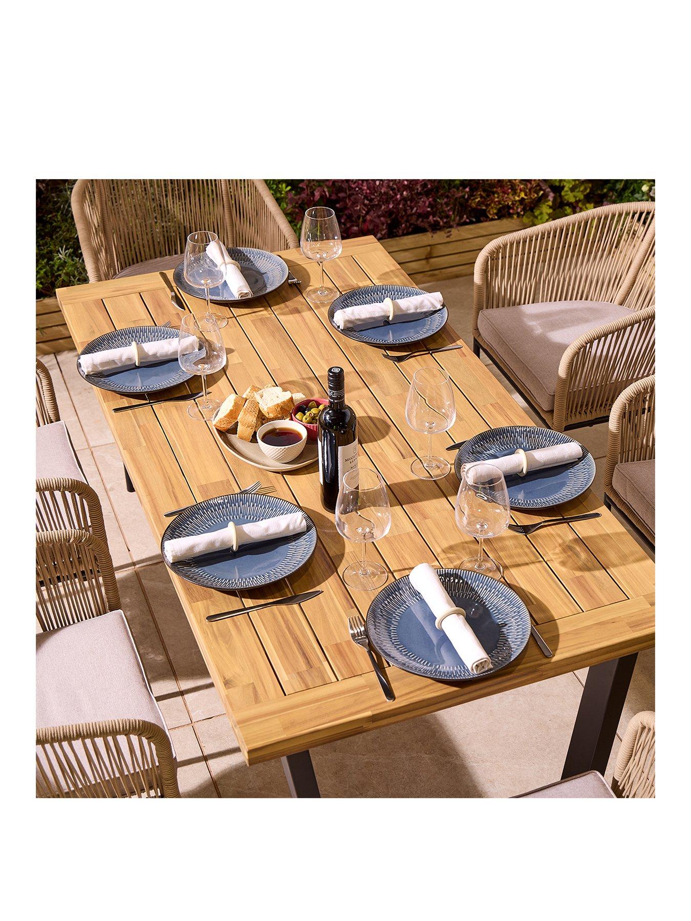  image of rowlinson-oslo-6-seat-dining-set-160cm-table
