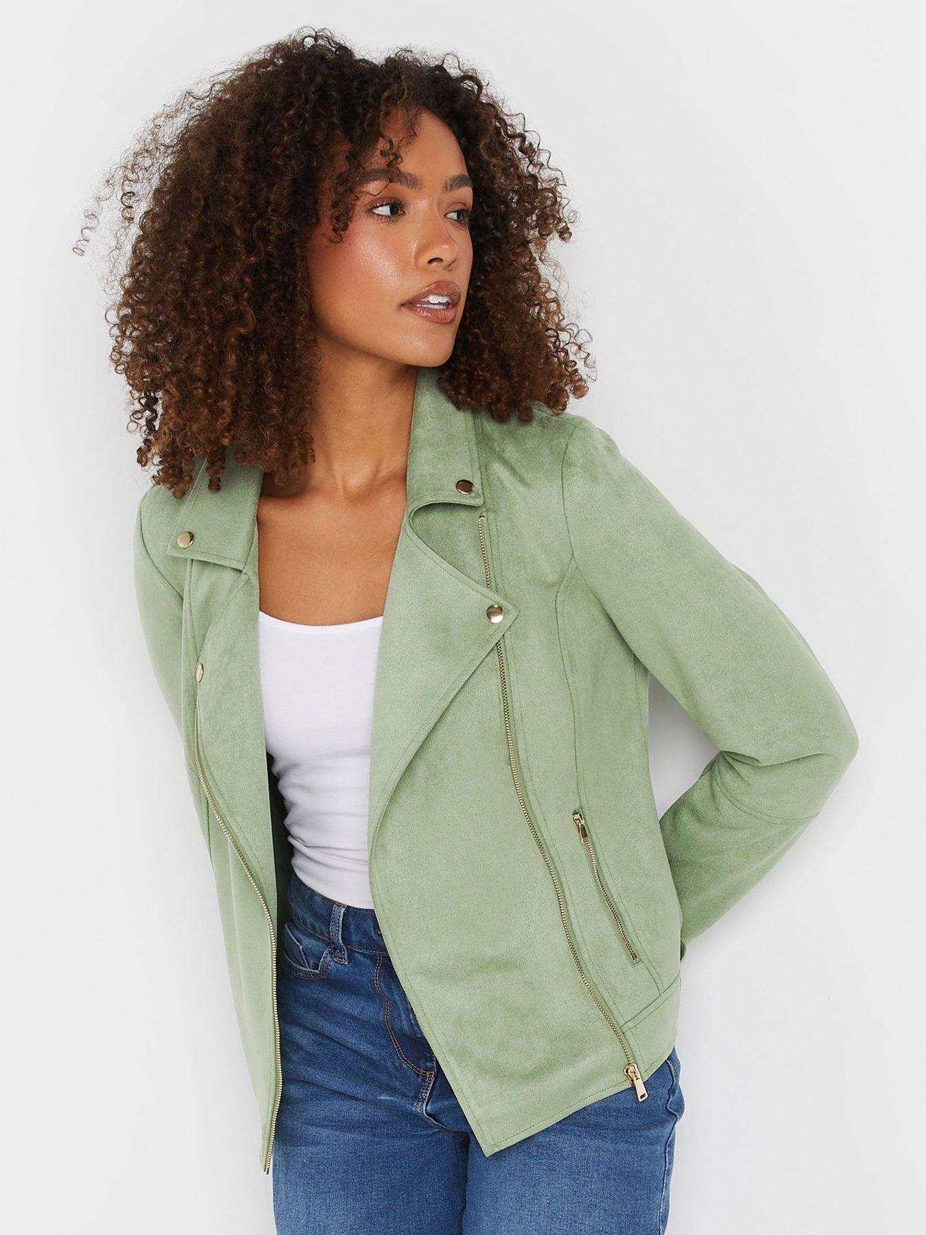 undefined Suede Biker Jacket - Green