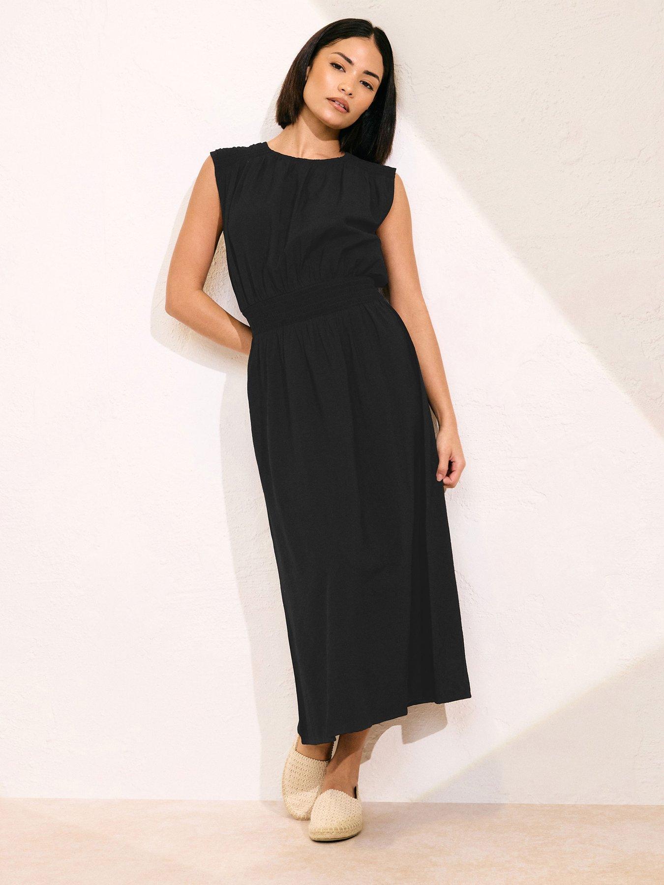 undefined Petite Shirred Waist Midi Dress