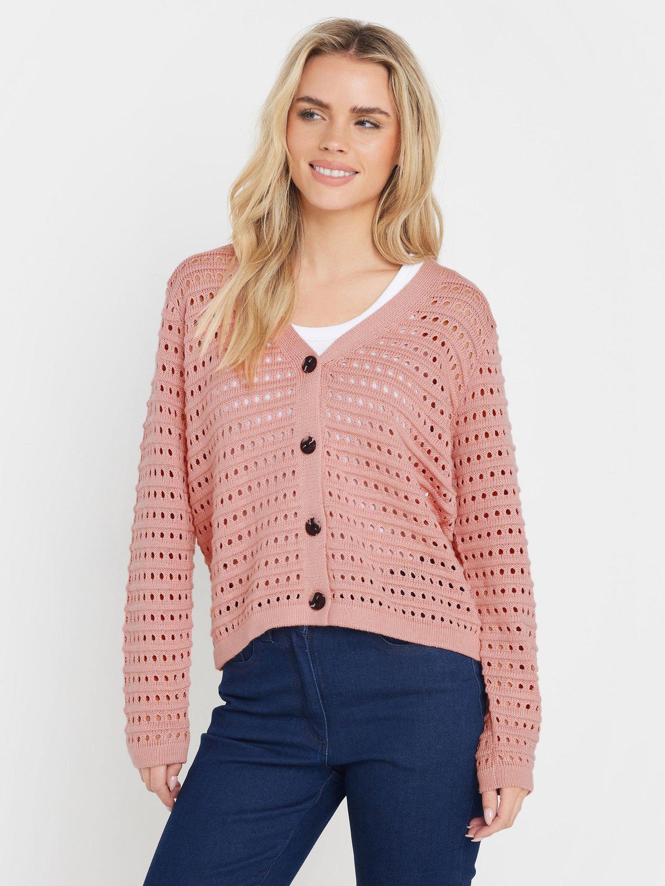 mco-petite-v-neck-button-down-cardigan-pink
