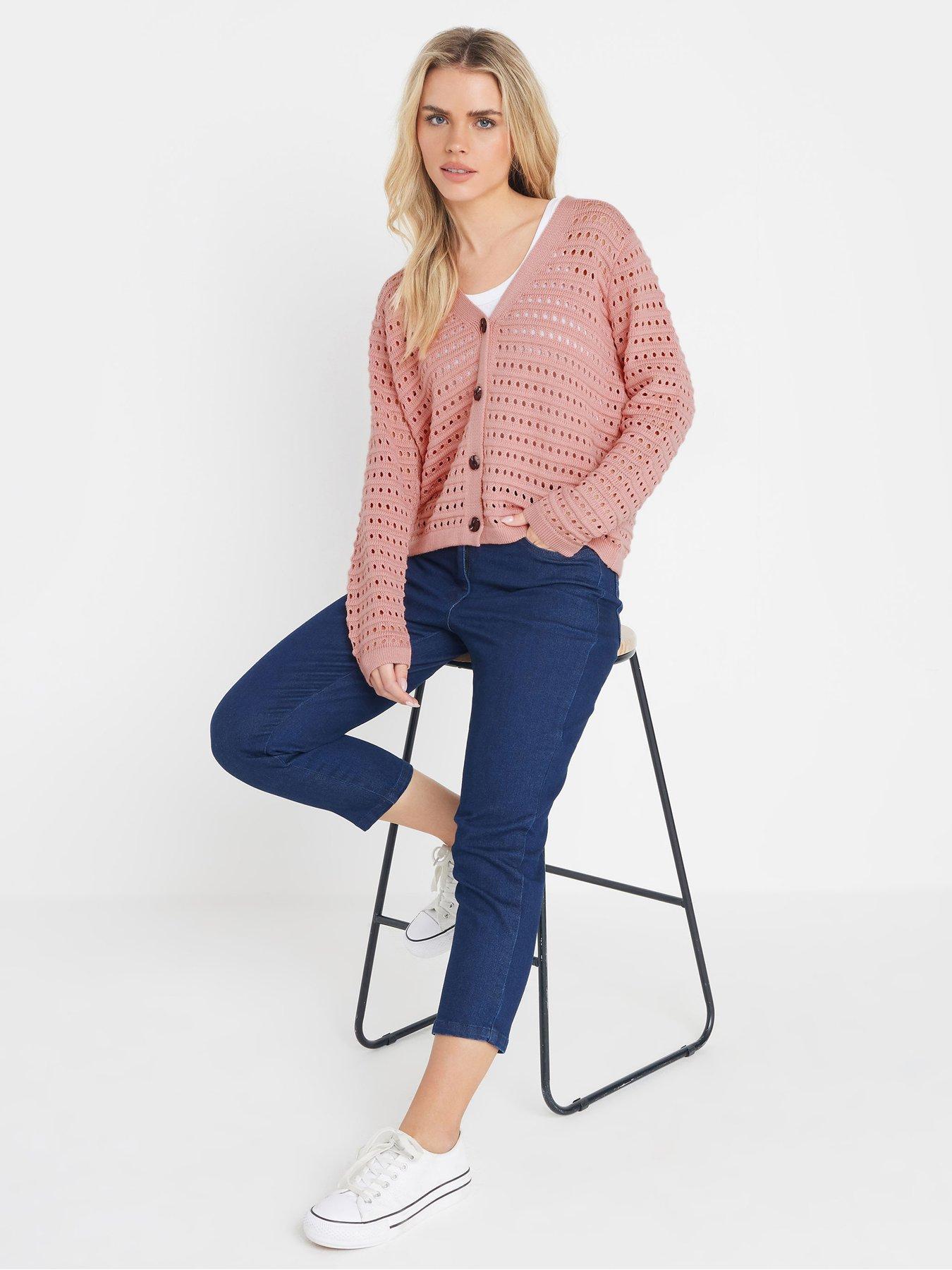  image of mco-petite-v-neck-button-down-cardigan-pink