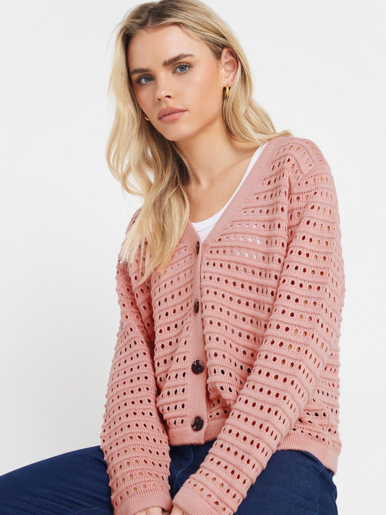  image of mco-petite-v-neck-button-down-cardigan-pink