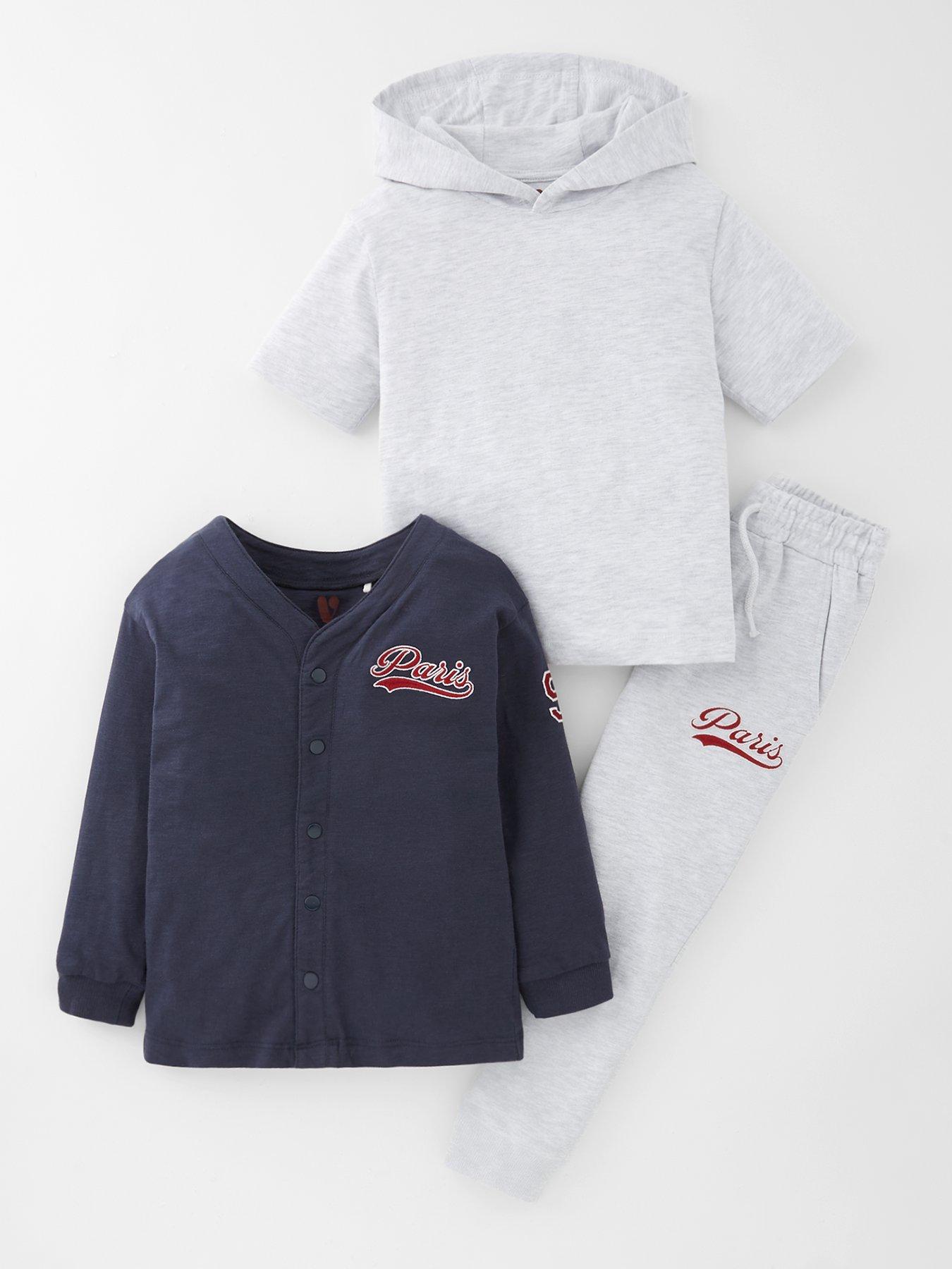 Mini V by Very Boys 3 Piece Baseball Jacket Hoodie And Jog Set - Navy
