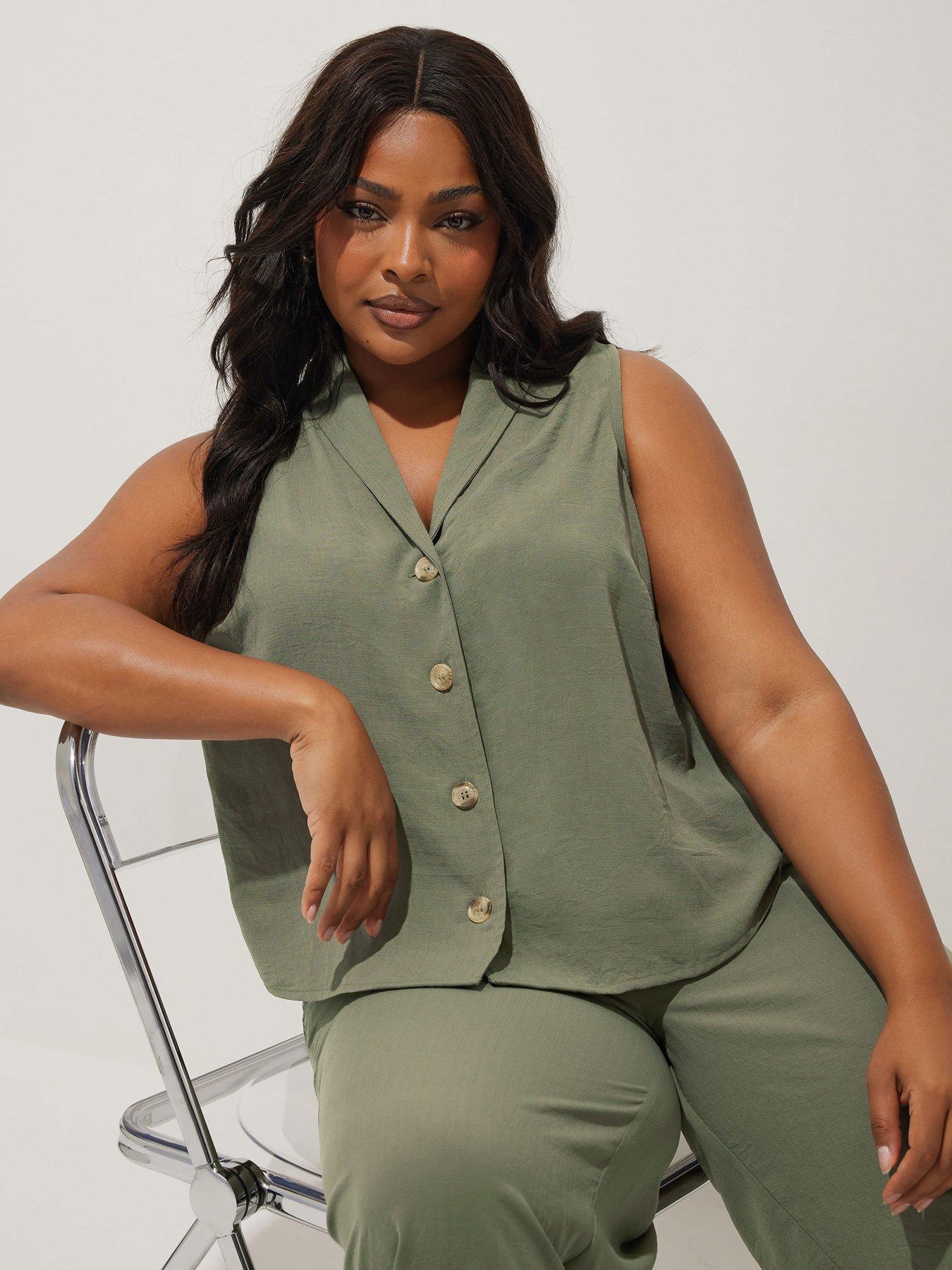  image of yours-curve-button-waistcoat-green