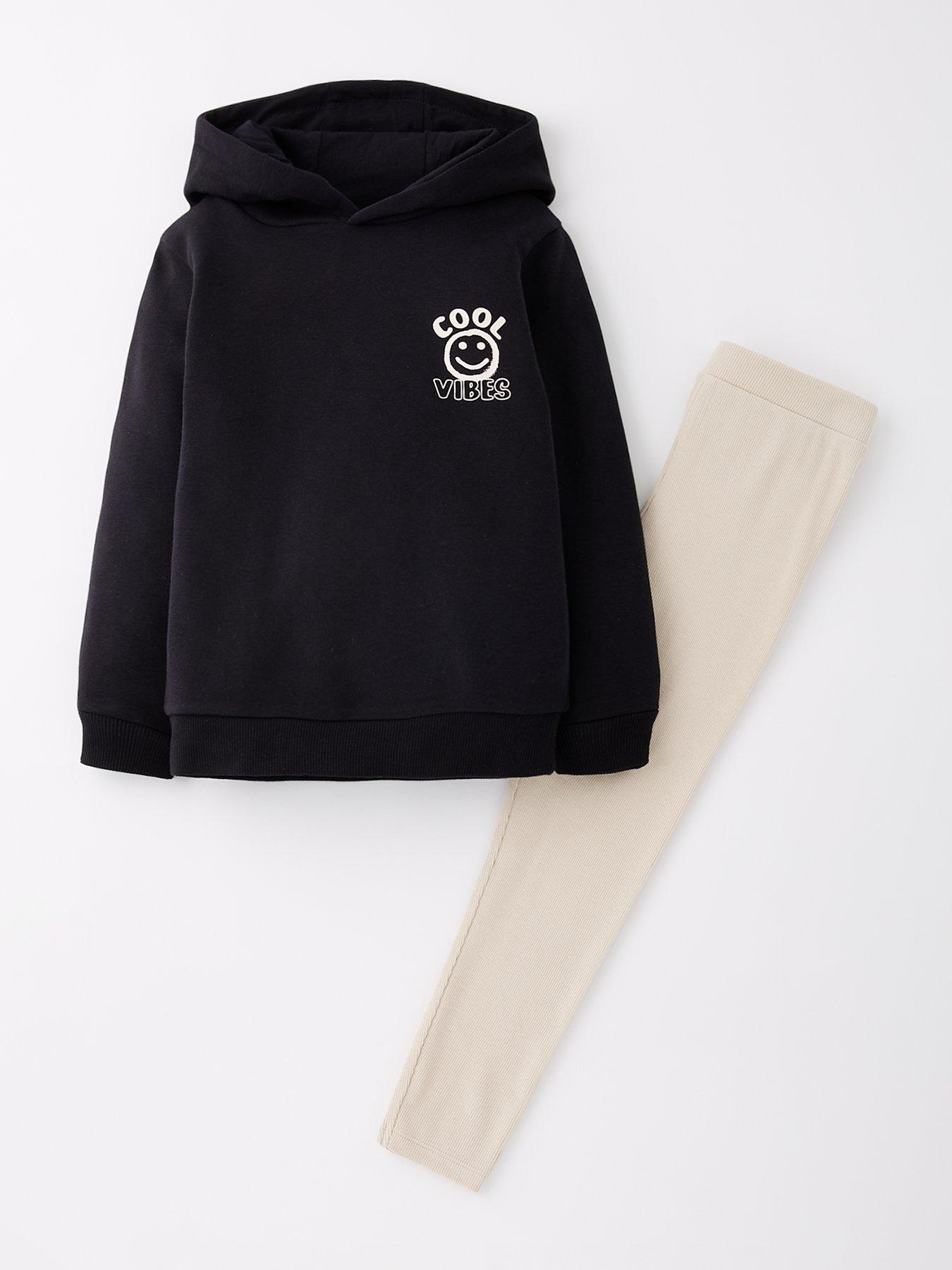 Mini V by Very Boys Hoodie And Legging Smiley Face Set - Black