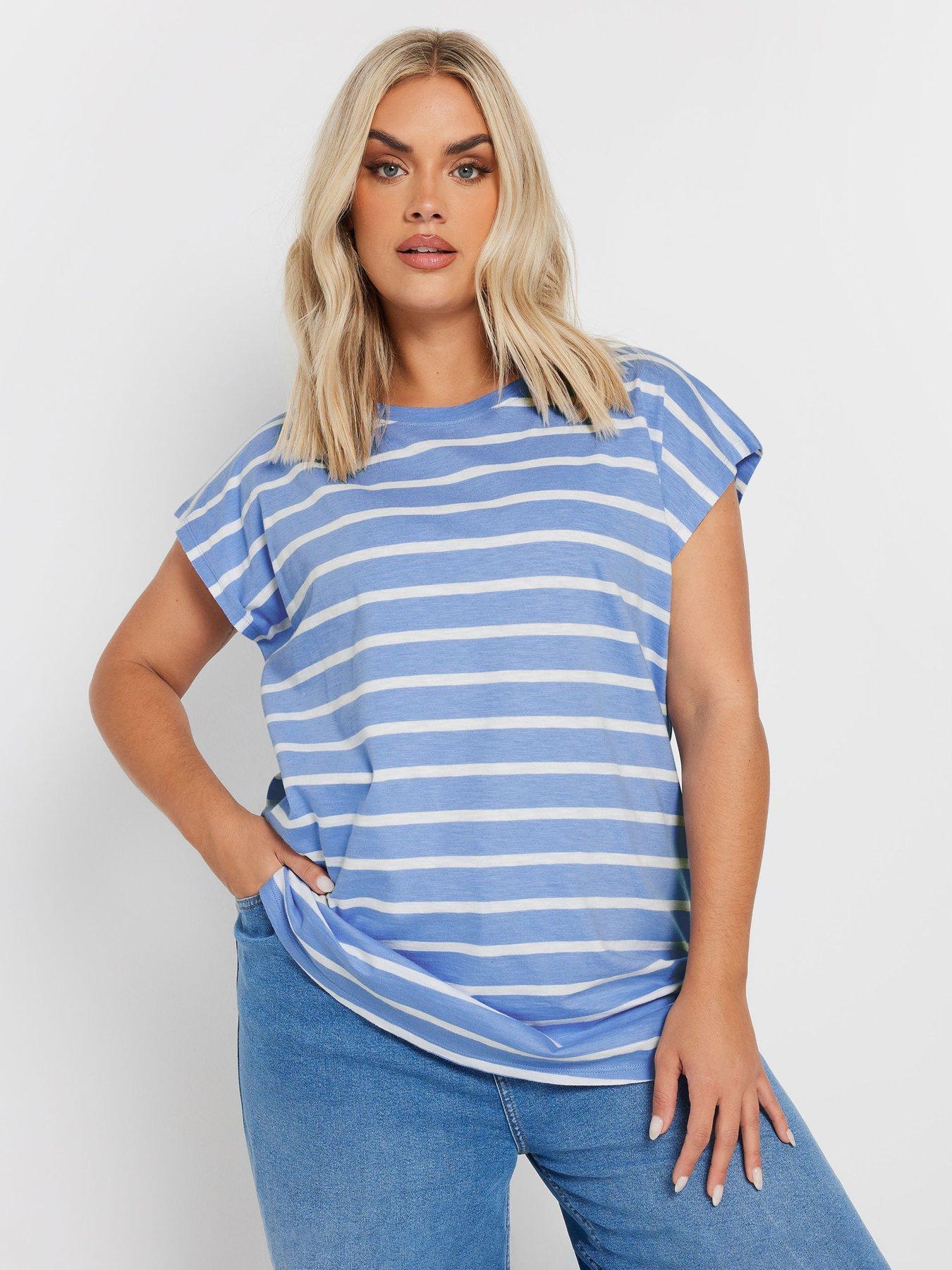 yours-curve-grown-on-slub-t-shirt-blue