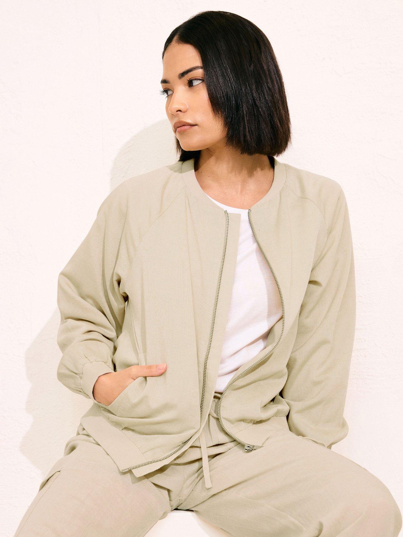 undefined Petite Bomber Jacket - Natural