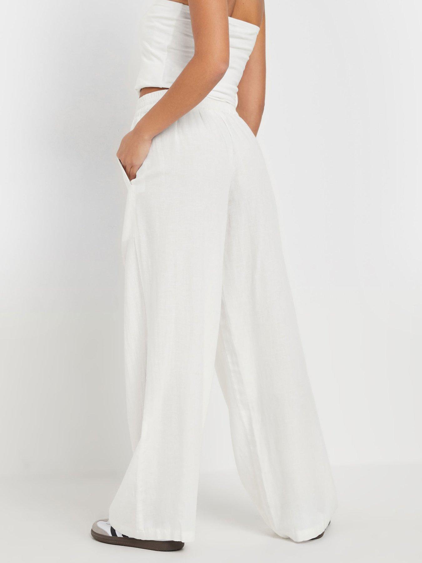 Image 2 of 4 of PixieGirl Petite Wide Leg Trouser - White