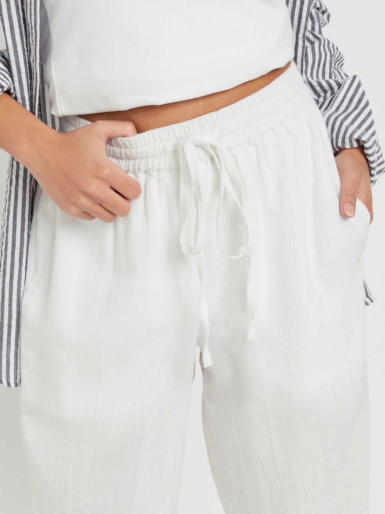 Image 4 of 4 of PixieGirl Petite Wide Leg Trouser - White