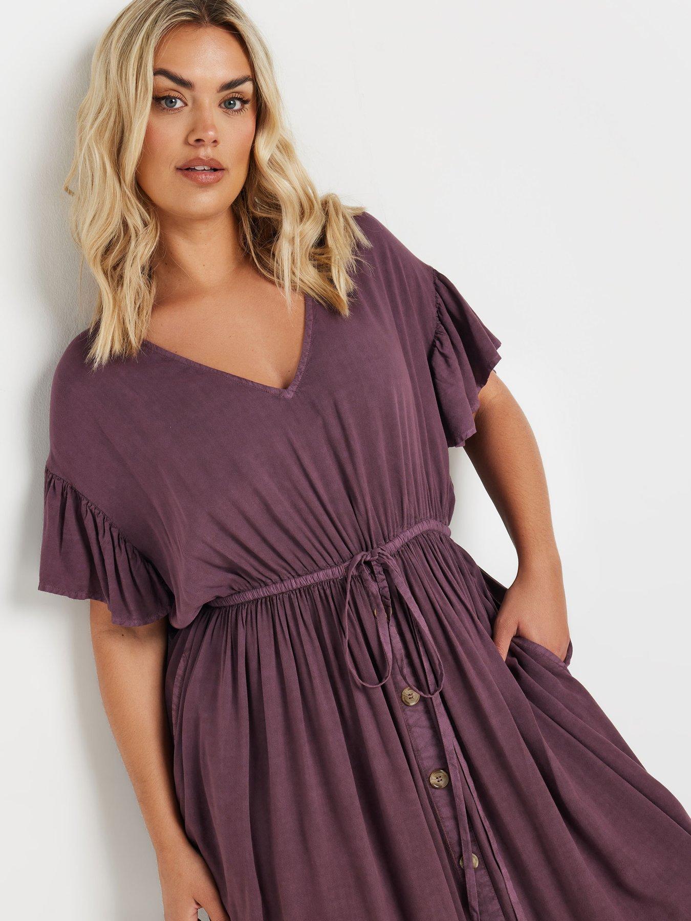 Image 4 of 4 of Yours Curve Chambray Boho Dress - Purple