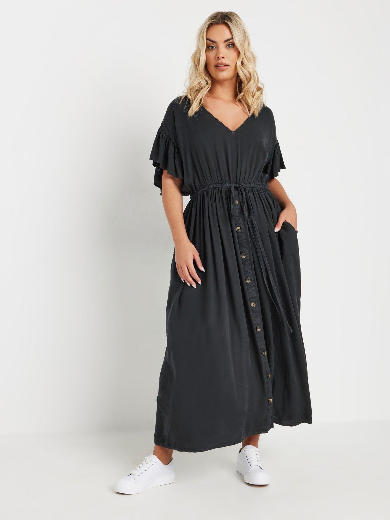 Image 1 of 4 of Yours Curve Chambray Boho Dress - Black