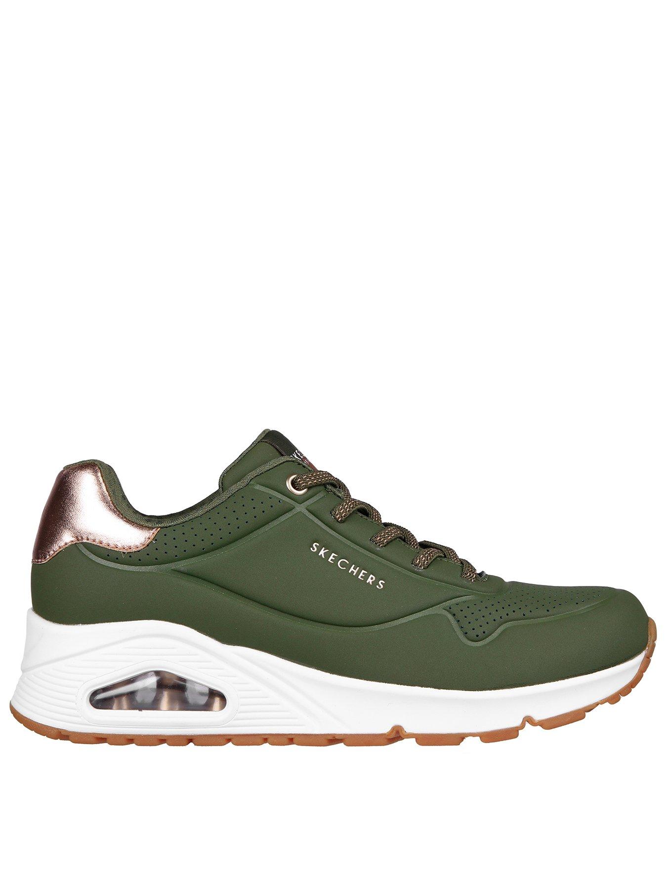 Image 1 of 5 of Skechers Uno Shimmer Away Durabuck Slip-on Trainer - Olive