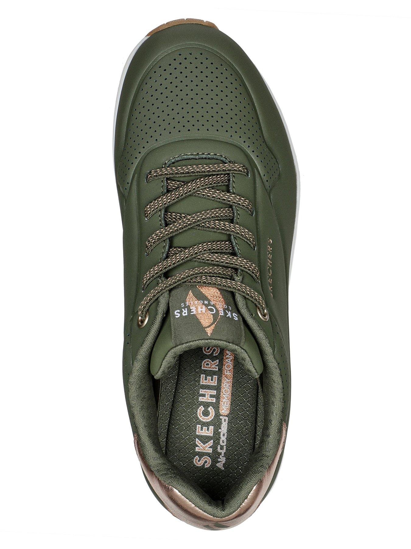 Image 3 of 5 of Skechers Uno Shimmer Away Durabuck Slip-on Trainer - Olive