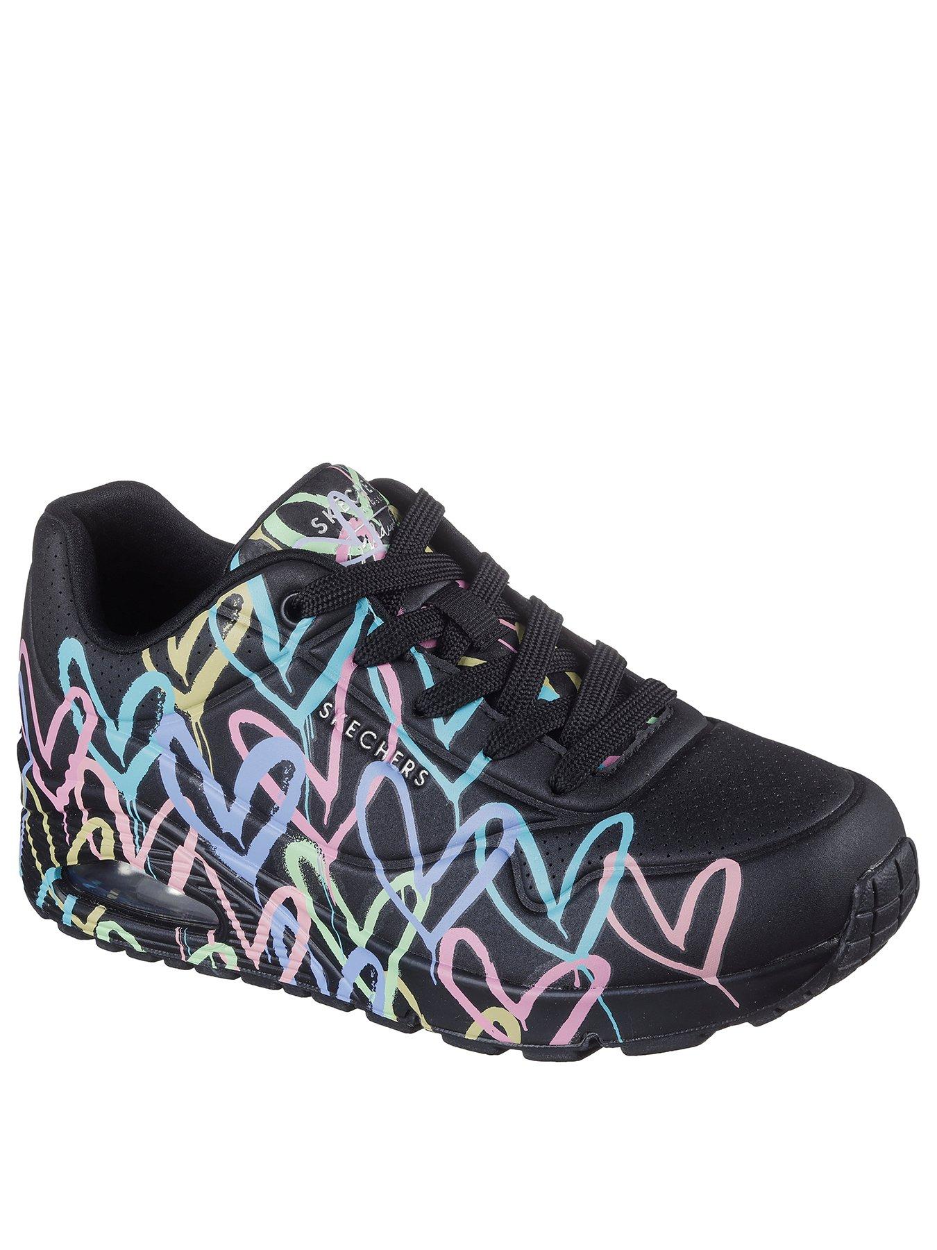  image of skechers-uno-spread-the-love-wedge-trainer-black