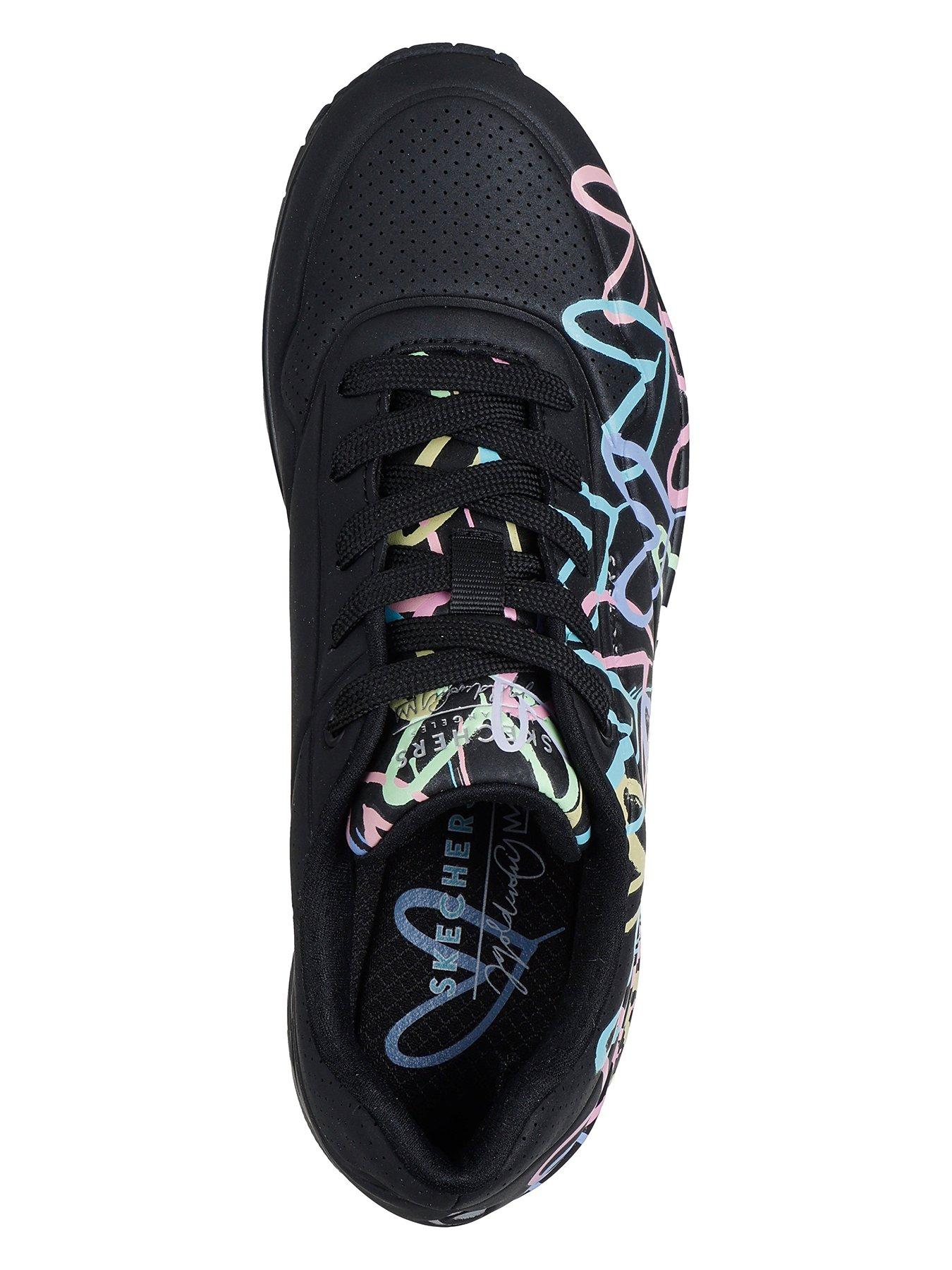  image of skechers-uno-spread-the-love-wedge-trainer-black
