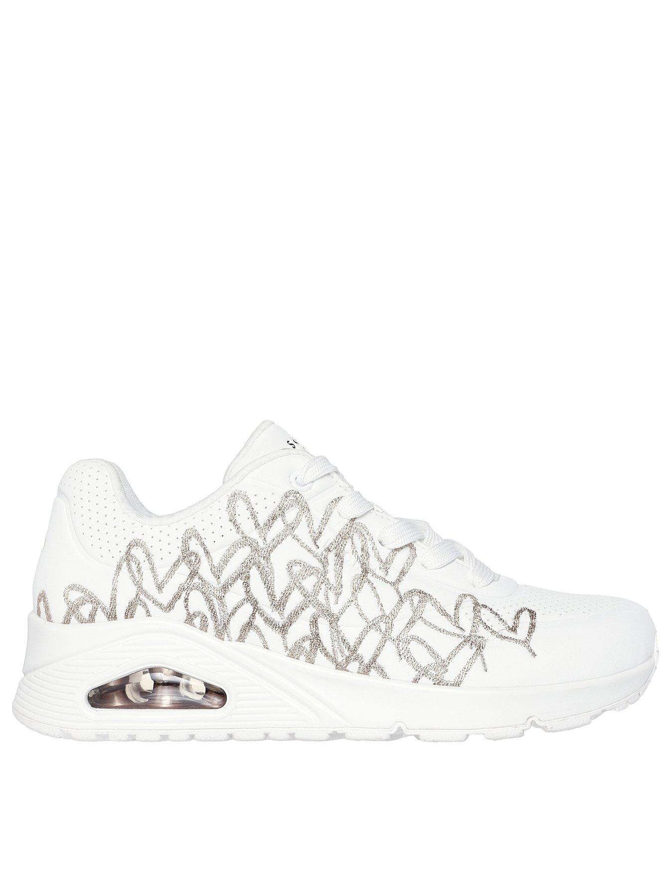 Image 1 of 5 of Skechers Uno Golden Heart Wedge Trainer - White