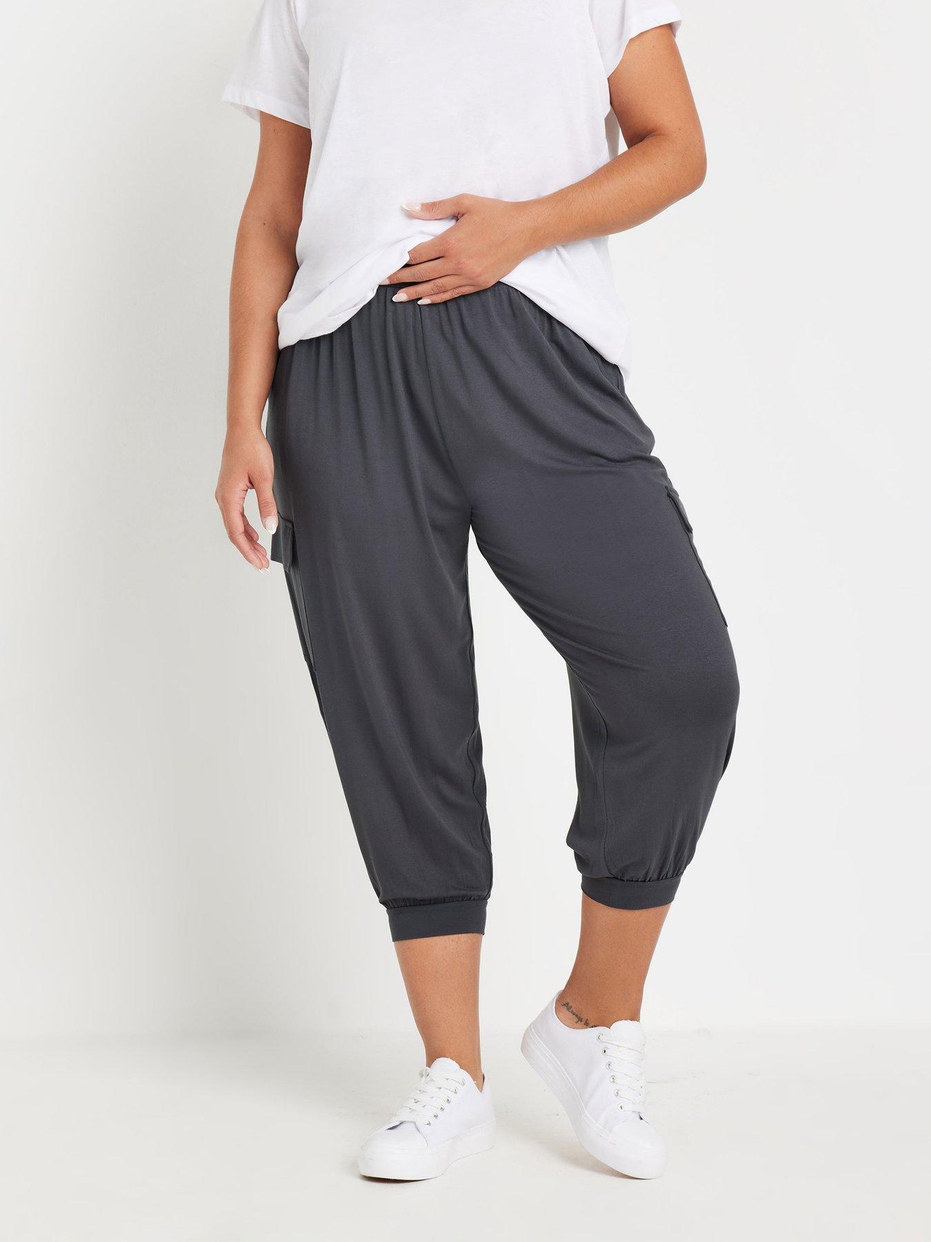 undefined Curve Jersey Harem Crop Cargo Trouser - Grey
