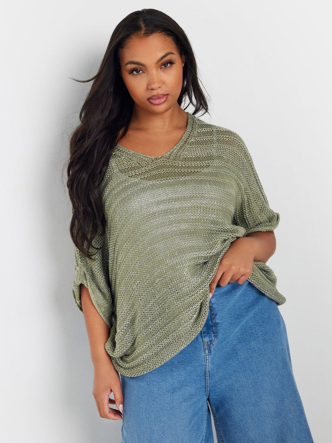 yours-curve-lurex-knit-cover-up-green