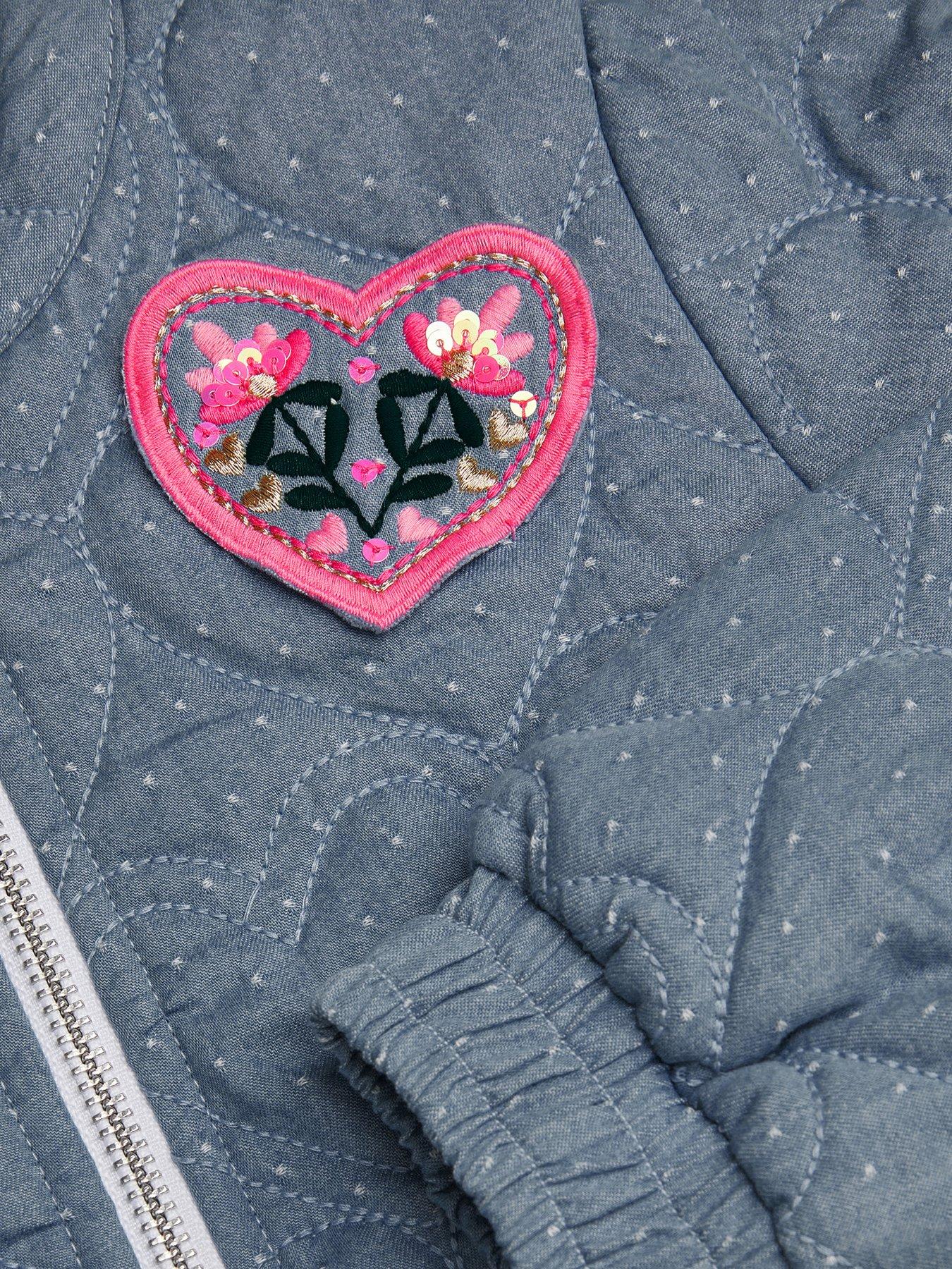  image of monsoon-girls-heart-quilted-chambray-bomber-jacket-blue
