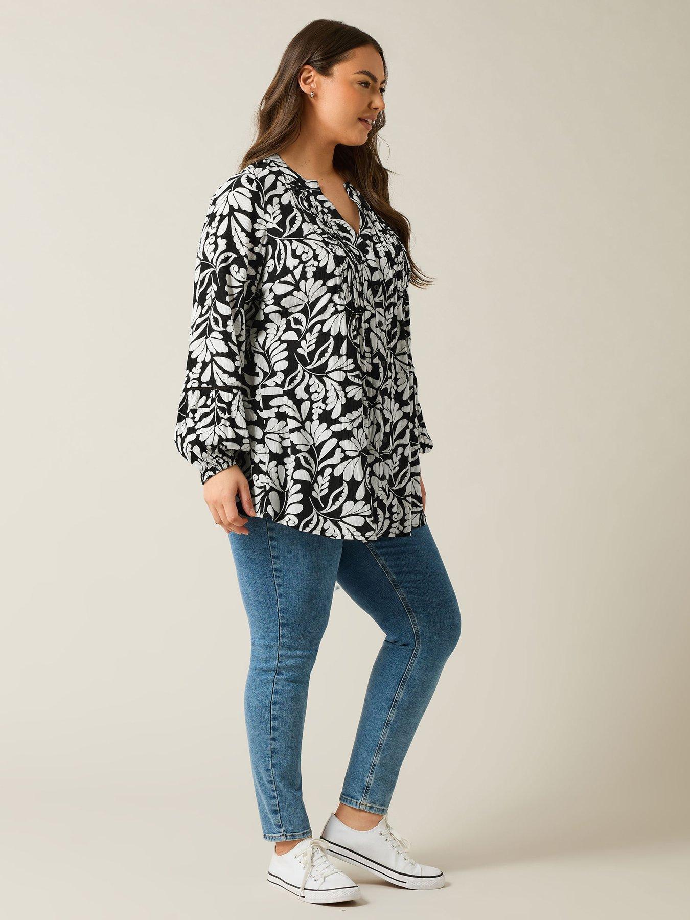  image of evans-pintuck-blouse-black