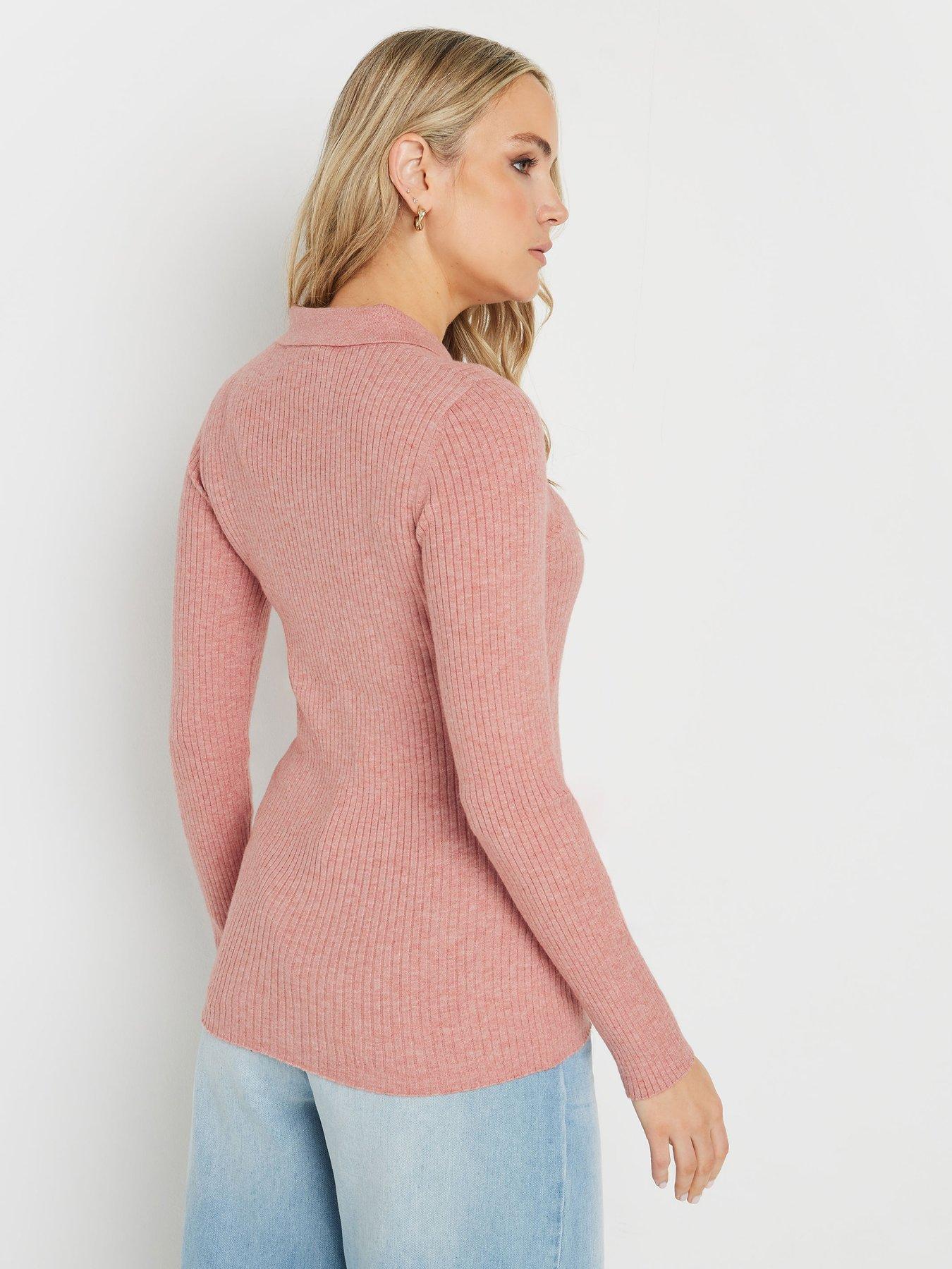  image of long-tall-sally-rib-polo-top-pink