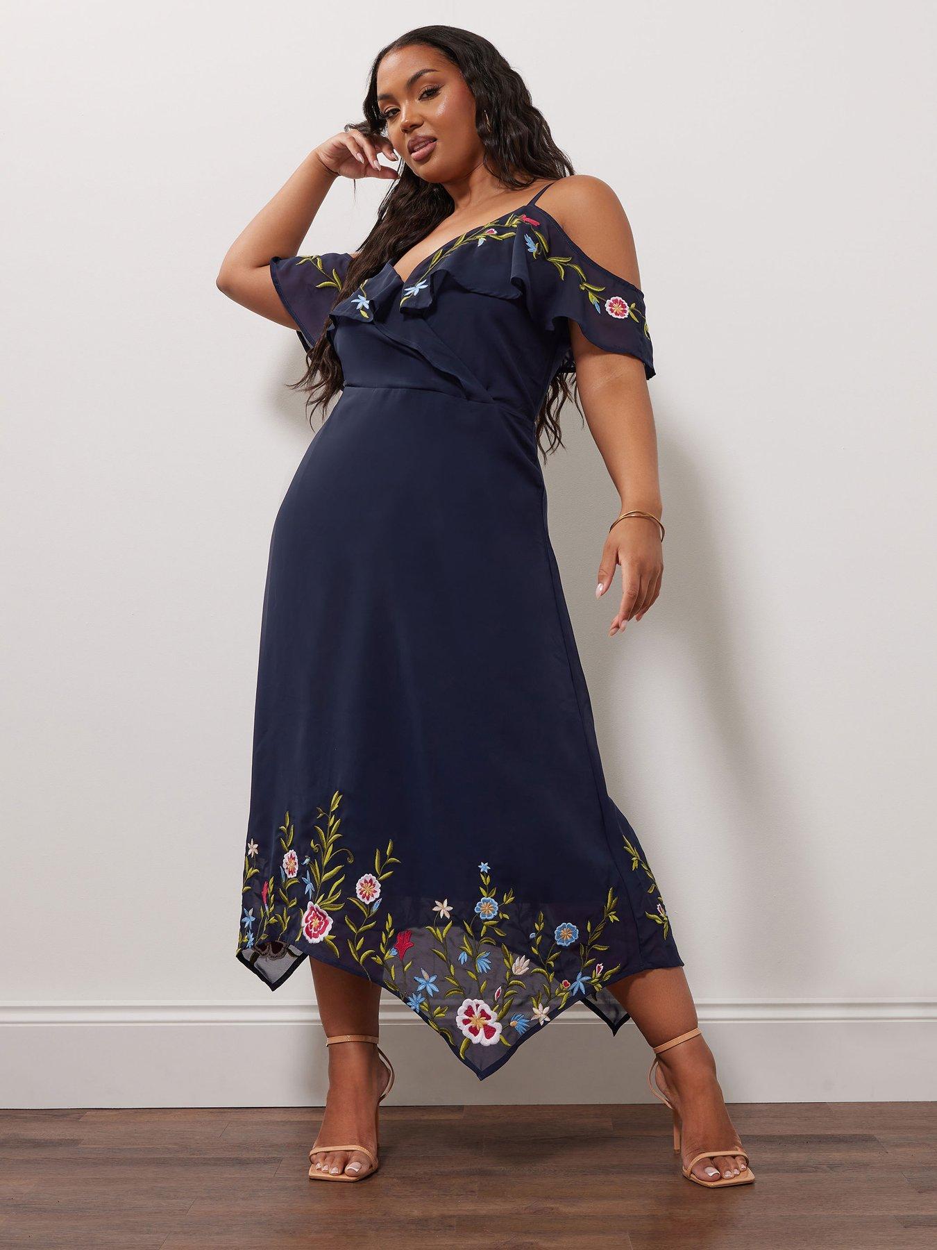 yours-curve-embroidered-cold-shoulder-dress