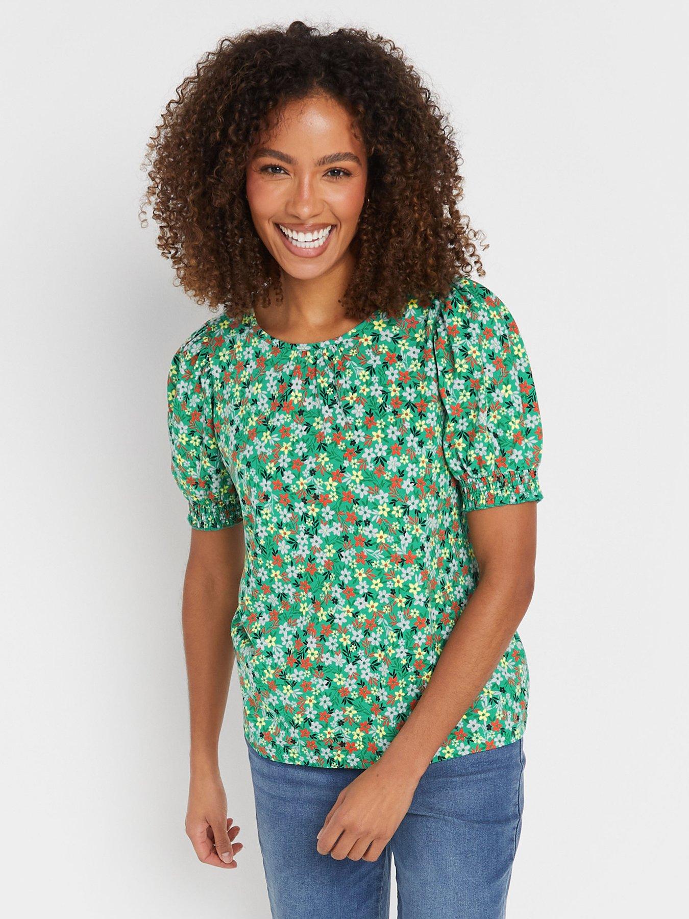 mco-floral-print-puff-sleeve-t-shirt-green