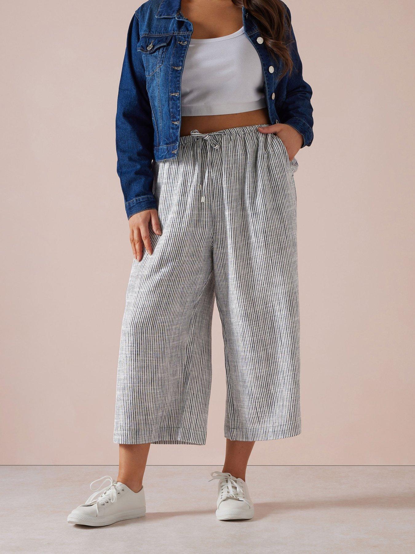 undefined Curve Wide Leg Linen Crop Trouser