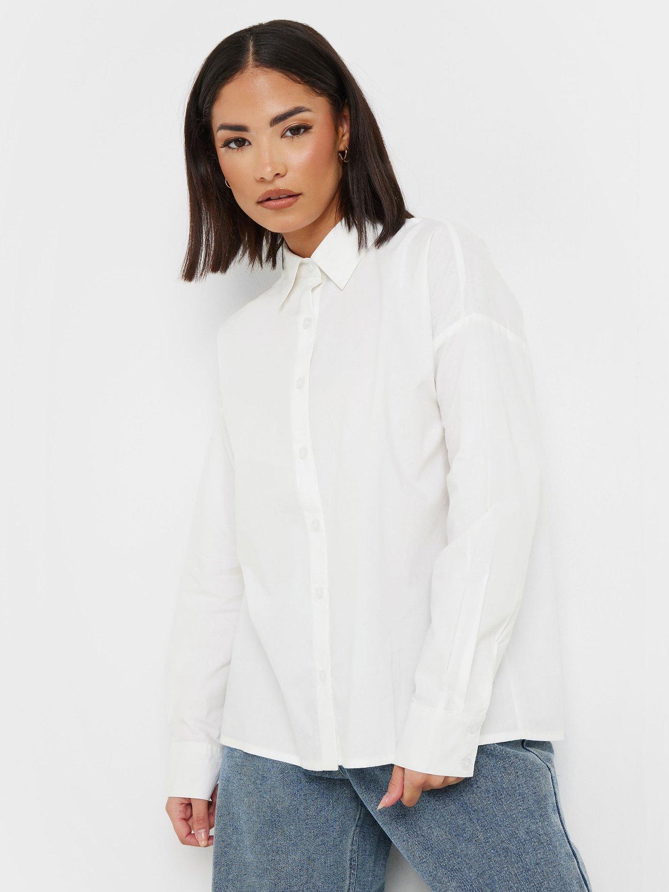undefined Petite Tie Back Long Sleeve Shirt - White