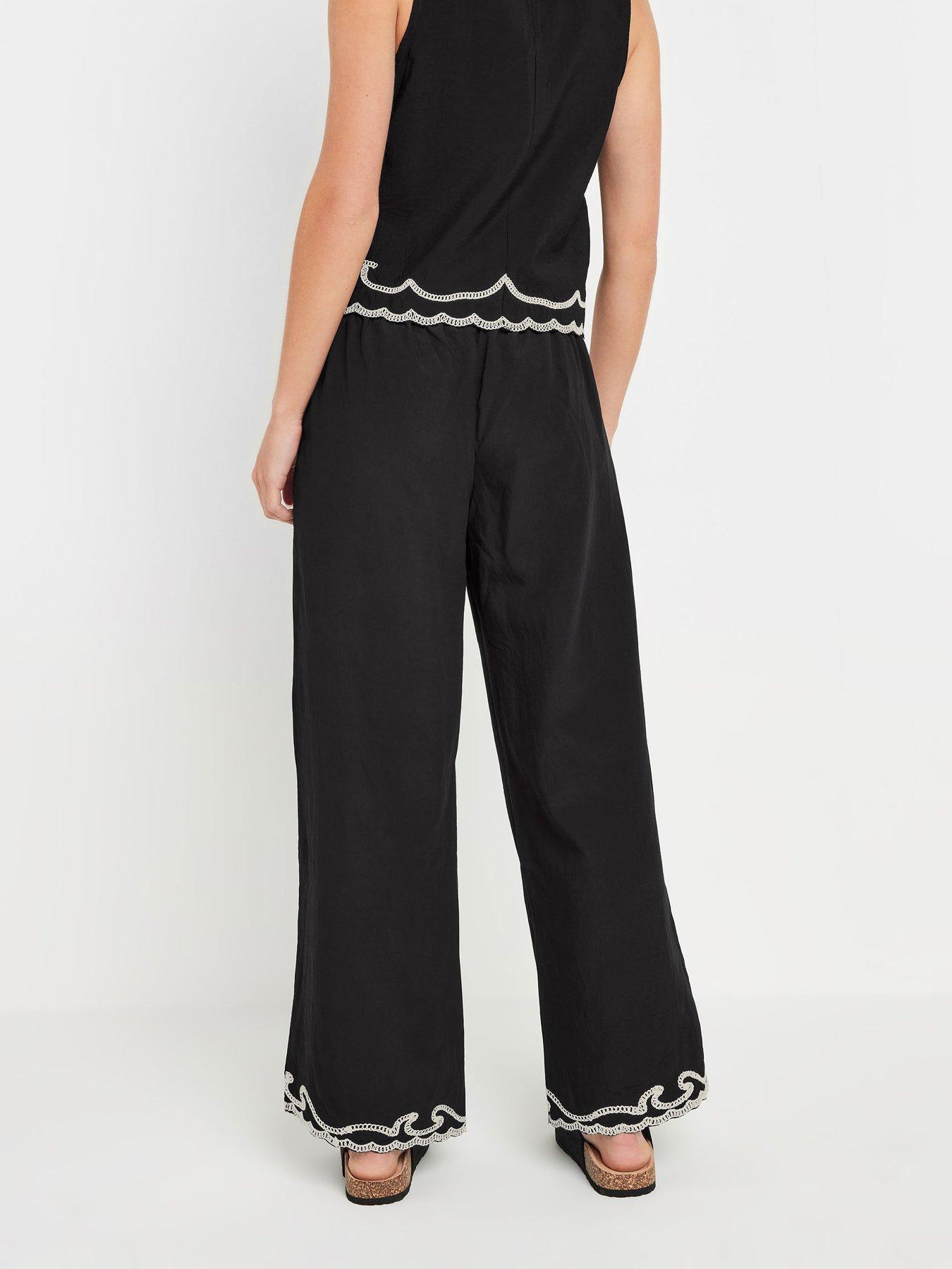  image of pixiegirl-petite-embroidered-hem-wide-leg-trouser-black