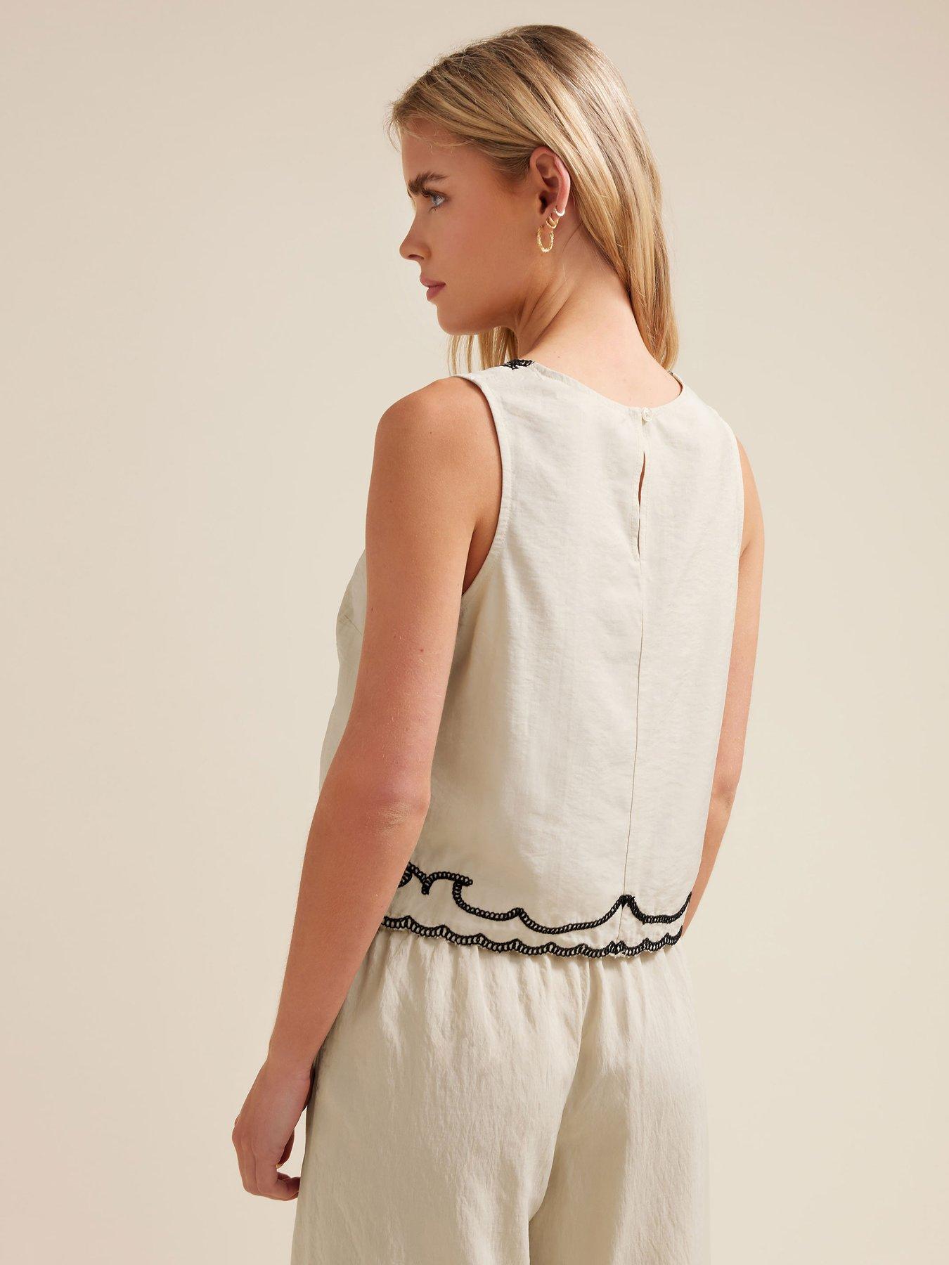  image of pixiegirl-petite-embroidered-sleeveless-top-ivory