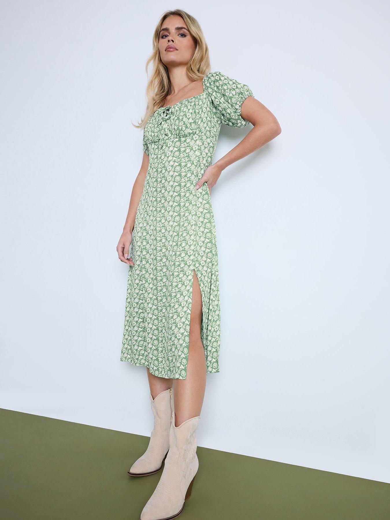 undefined Petite Floral Tie Front Midi Dress