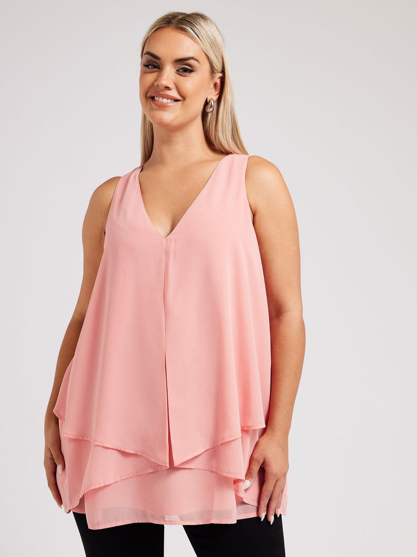 undefined Curve Layered Top - Pink