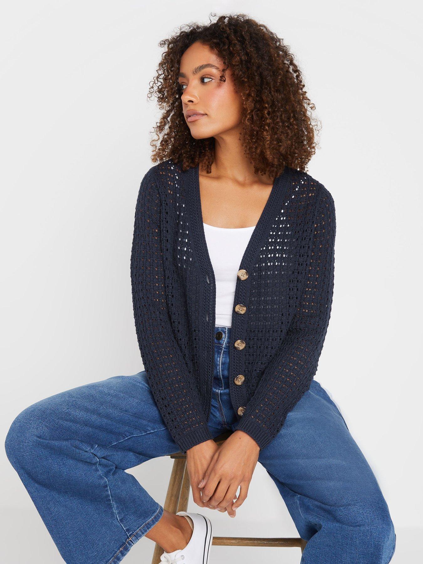 image of mco-button-crochet-cardigan-blue