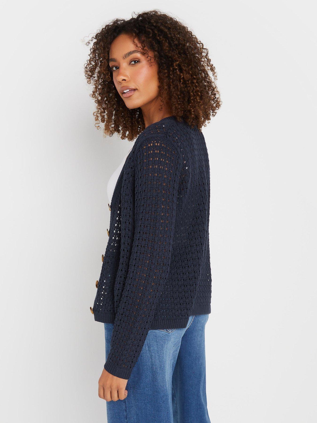  image of mco-button-crochet-cardigan-blue