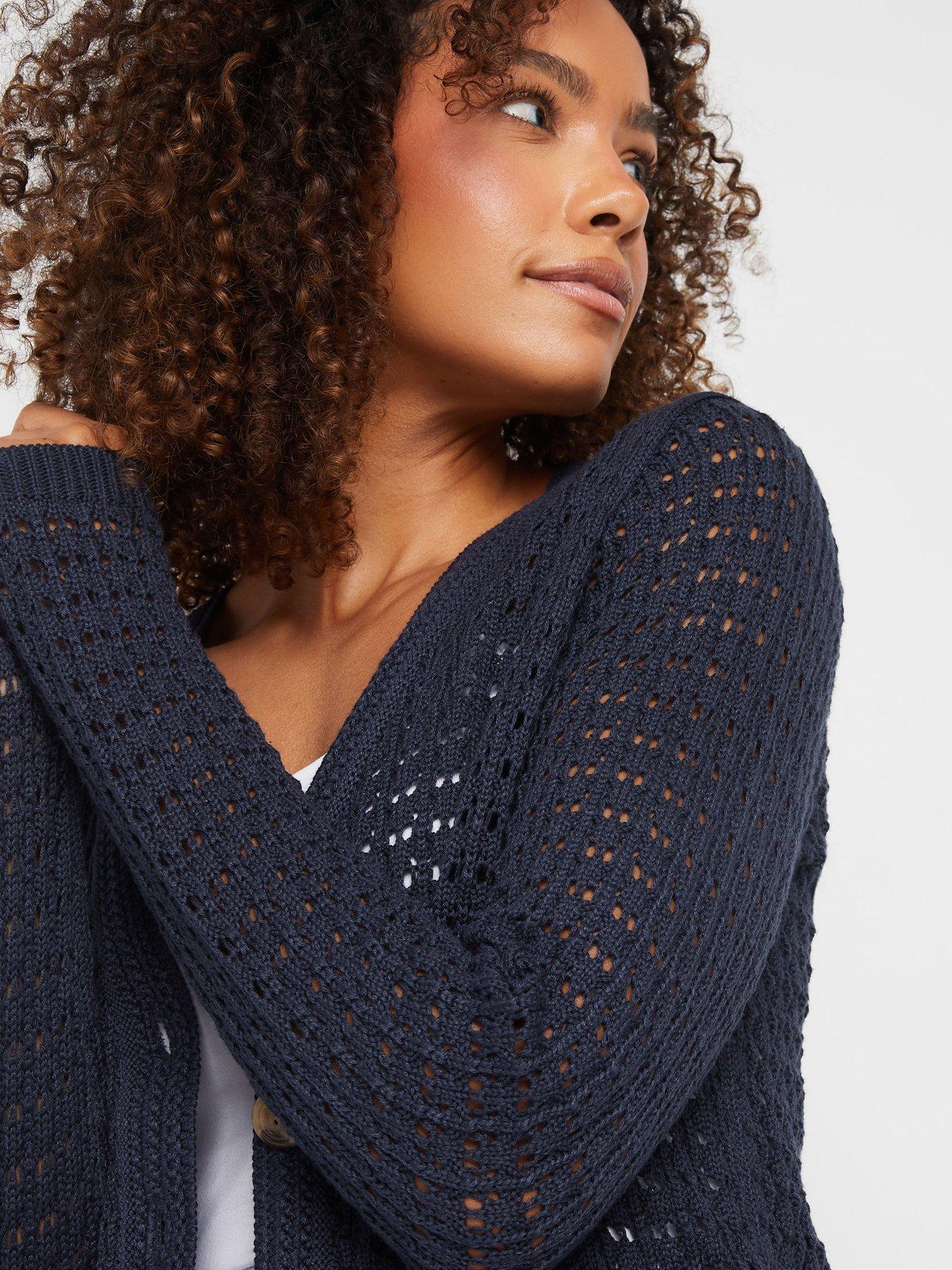 image of mco-button-crochet-cardigan-blue