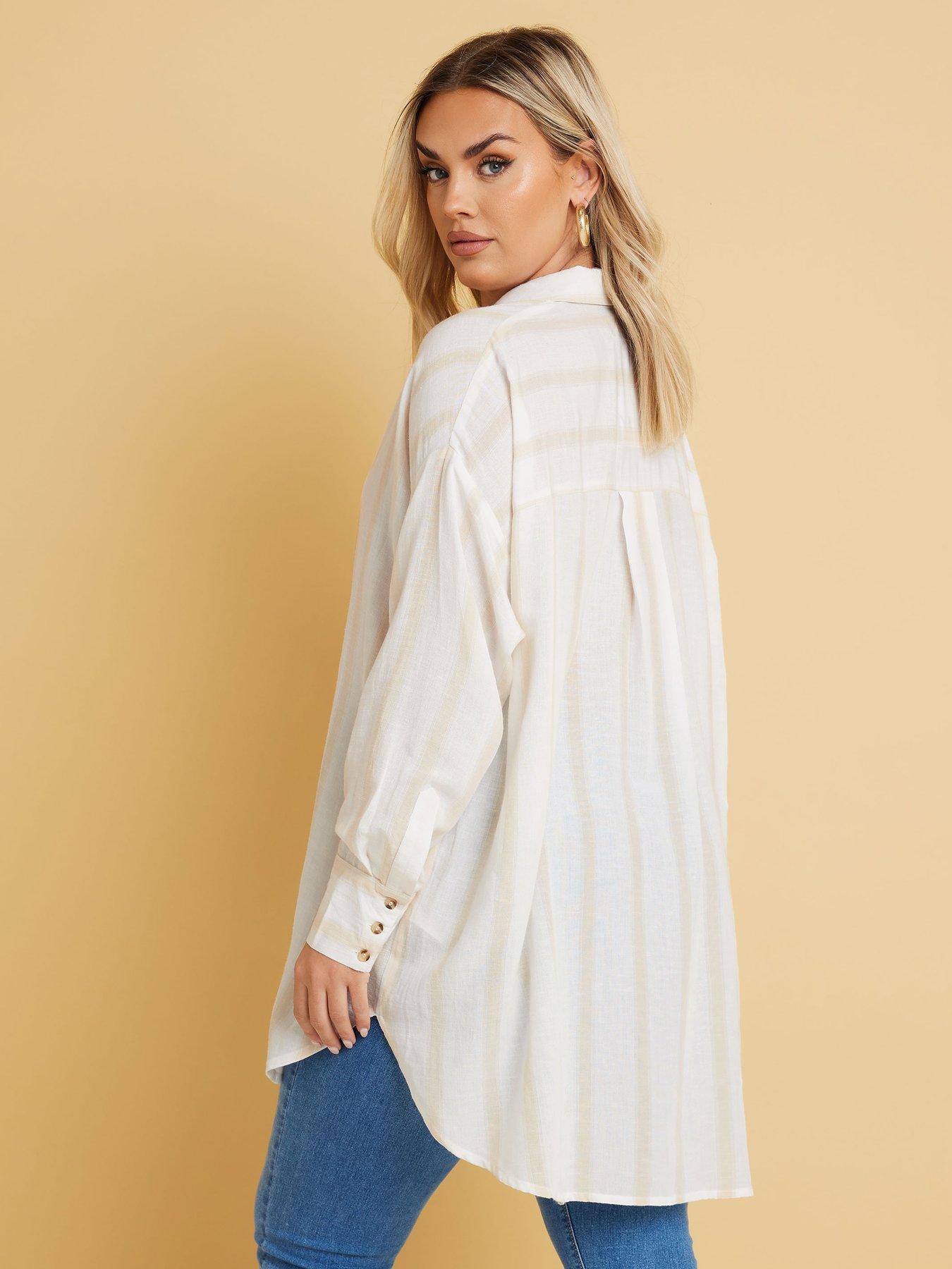  image of yours-curve-long-sleeve-stripe-linen-shirt