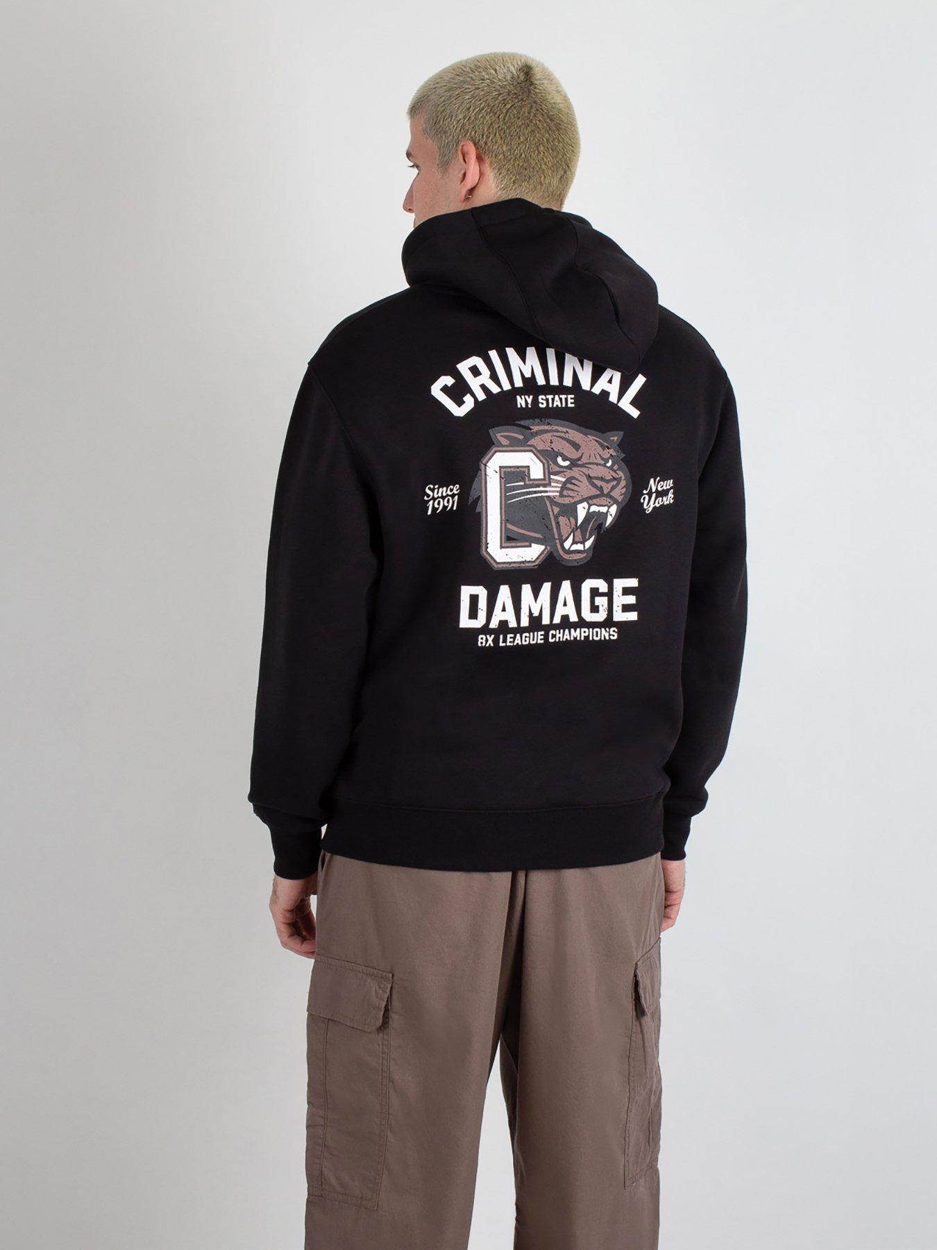Image 1 of 4 of Criminal Damage Panthers Varsity Graphic Backprint Hoodie - Black