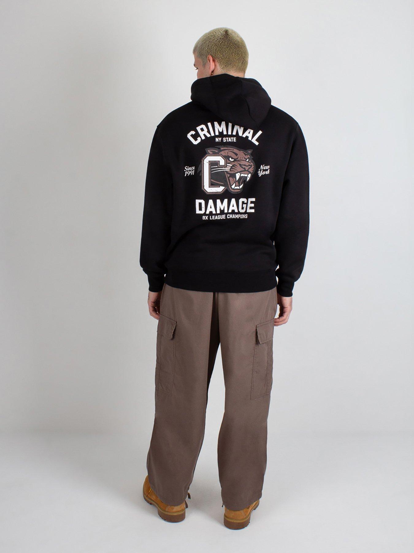 Image 3 of 4 of Criminal Damage Panthers Varsity Graphic Backprint Hoodie - Black
