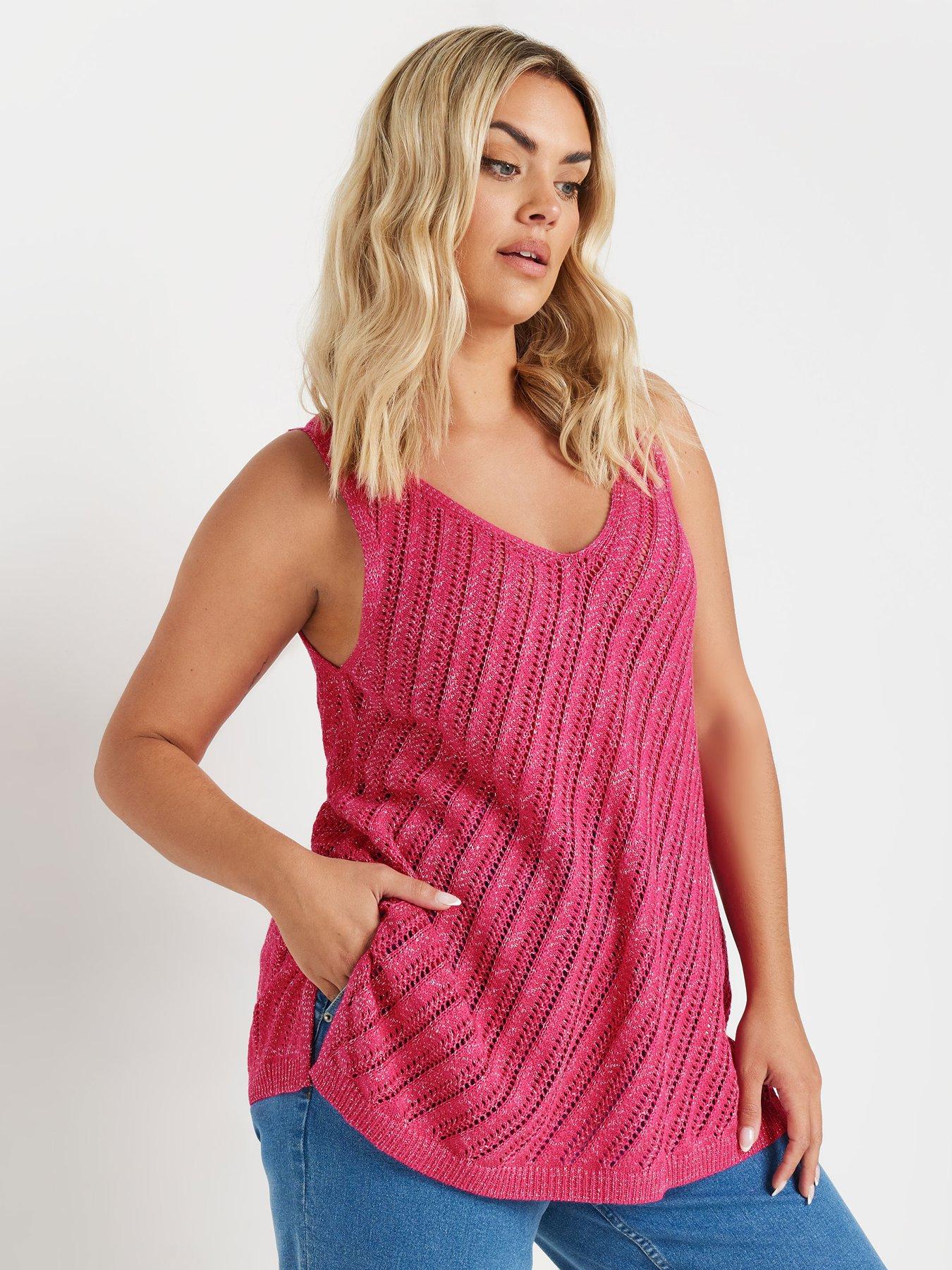 yours-curve-metallic-pointelle-vest