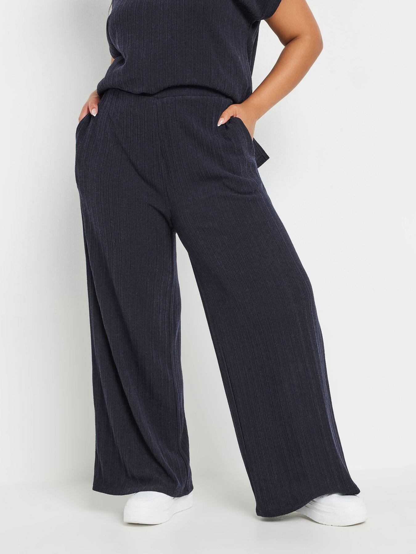  image of yours-curve-knitted-trousers-blue