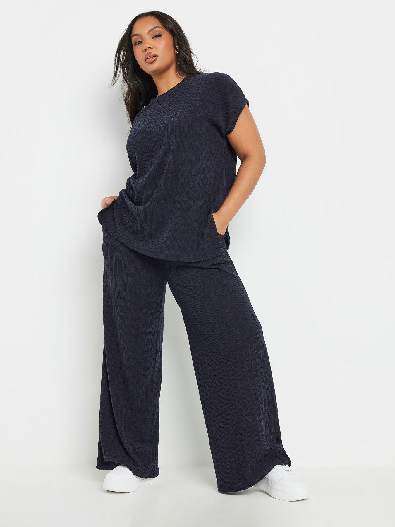  image of yours-curve-knitted-trousers-blue