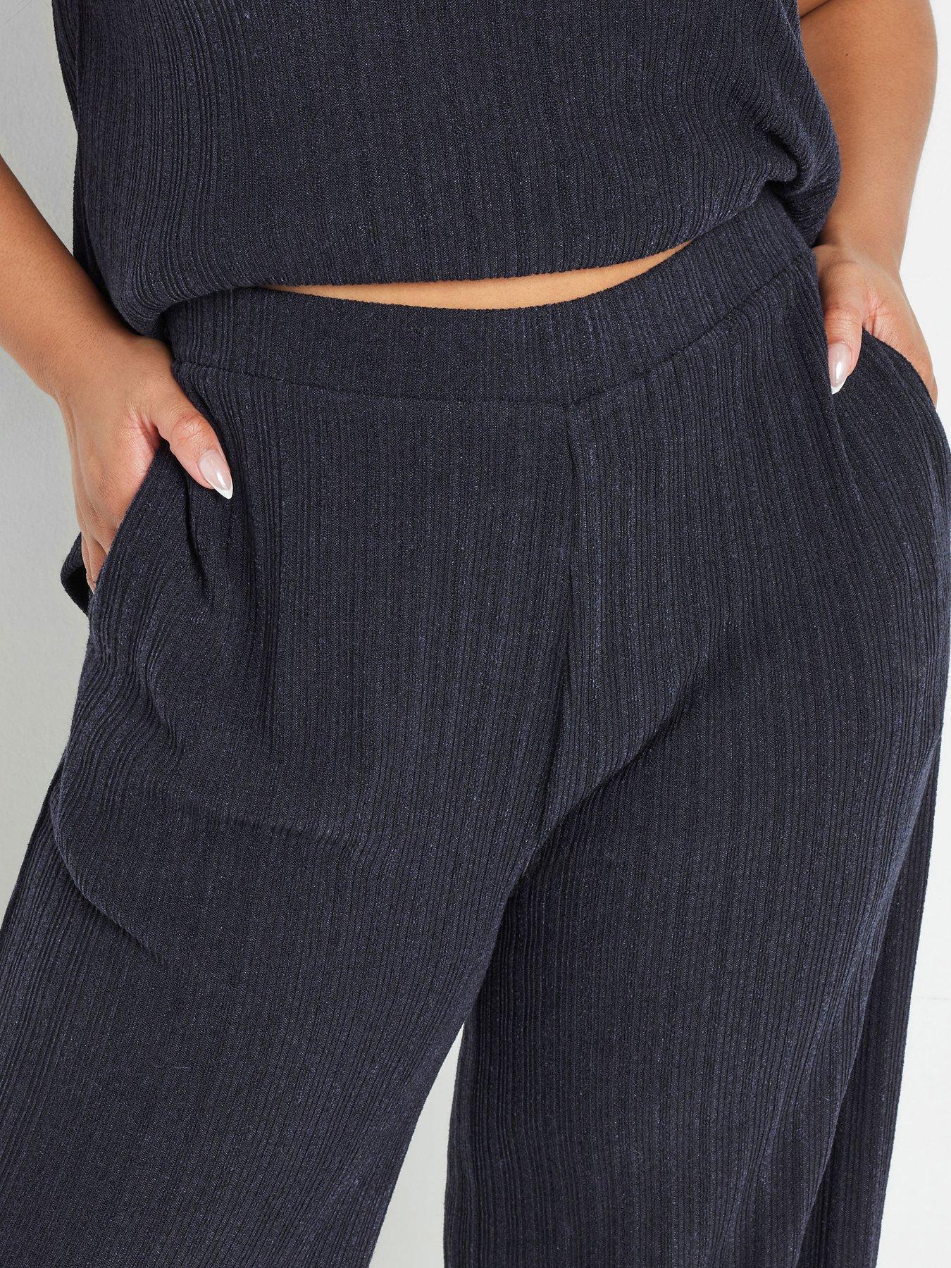  image of yours-curve-knitted-trousers-blue