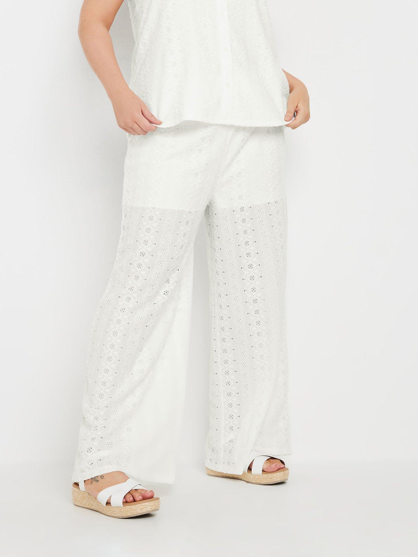 undefined Curve Broderie Trouser - White