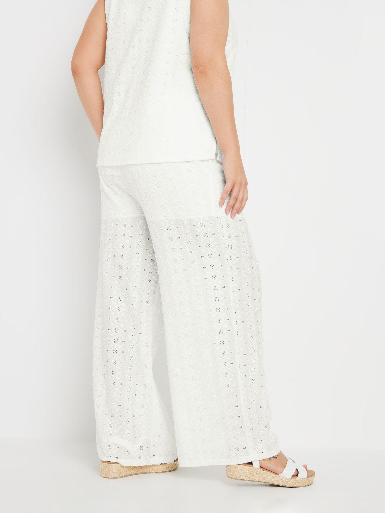 Image 2 of 4 of Yours Curve Broderie Trouser - White
